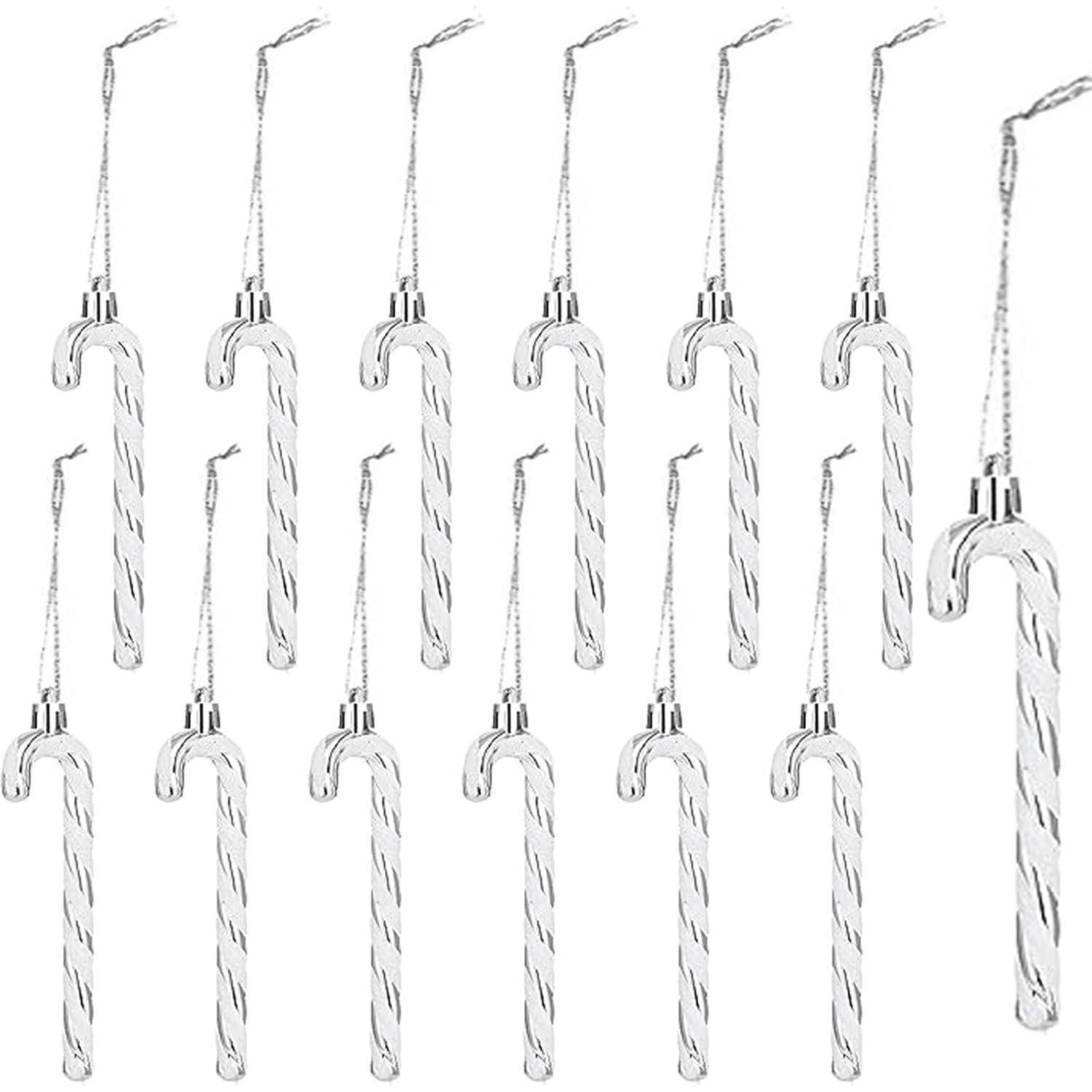 Weihnachtsbaumschmuck Zuckerstangen Anhänger Silber 12er White-silver