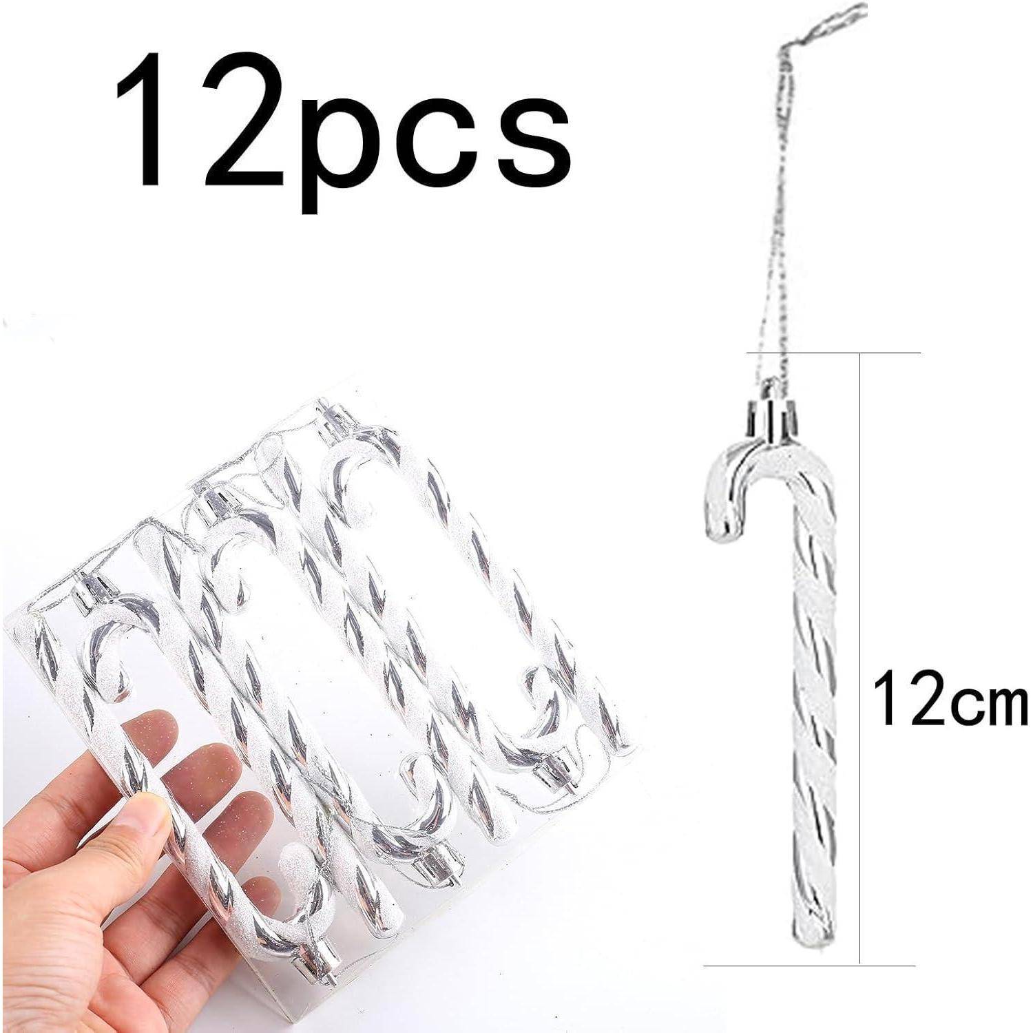 Weihnachtsbaumschmuck Zuckerstangen Anhänger Silber 12er White-silver