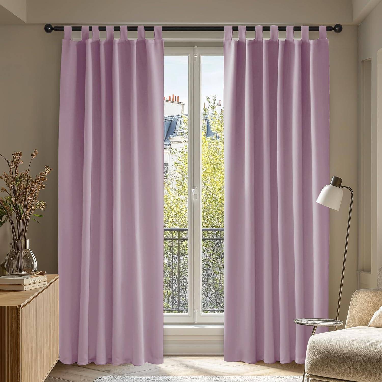 Vorhang Verdunkelung Lärmschutz H245 x B140 cm (2er Pack) Hellpink