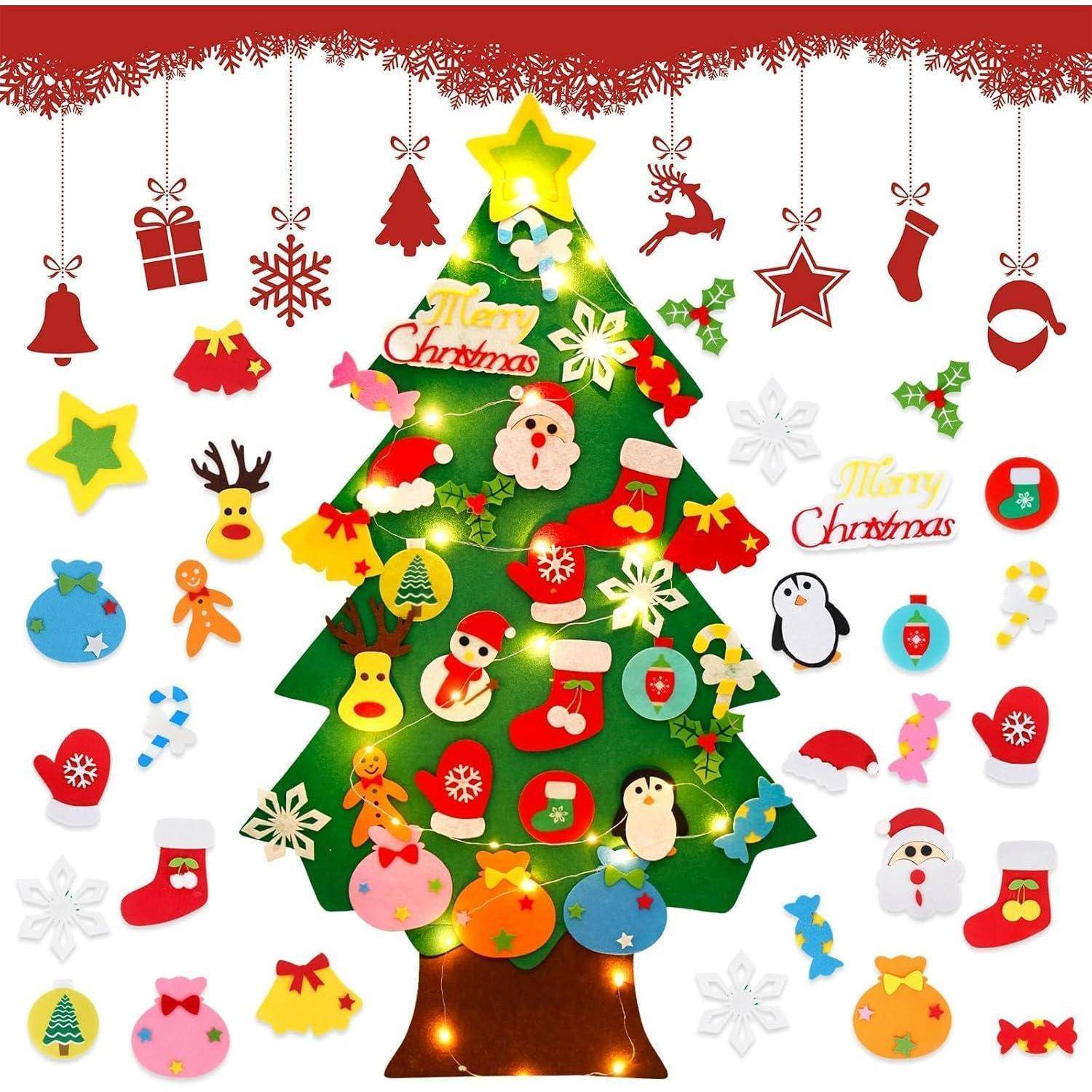 Weihnachtsbaum 3Ft Filz Kinder Beleuchtung 32 Ornamente Type C