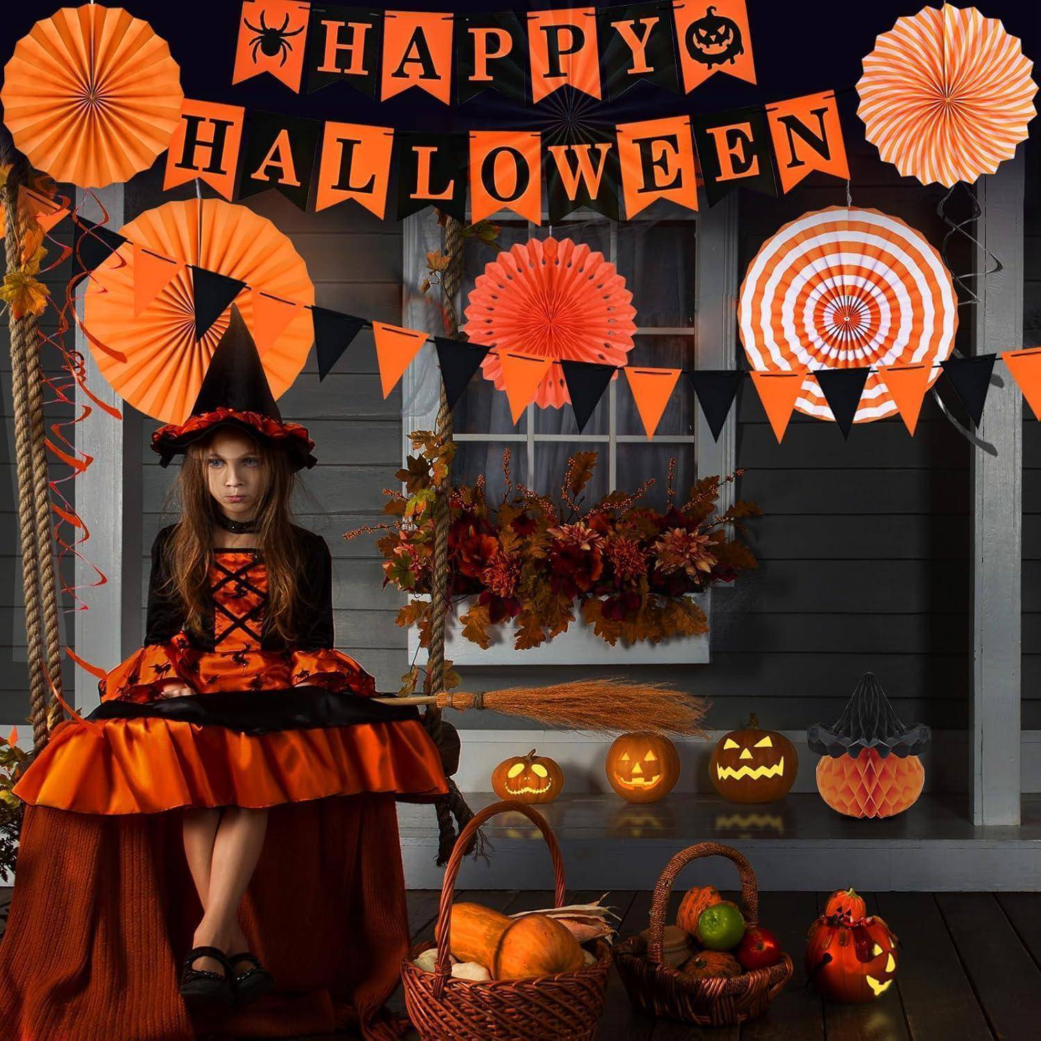 Deko Halloween Girlande Hängende Wabenkugeln Halloween Deko Set Stil 2