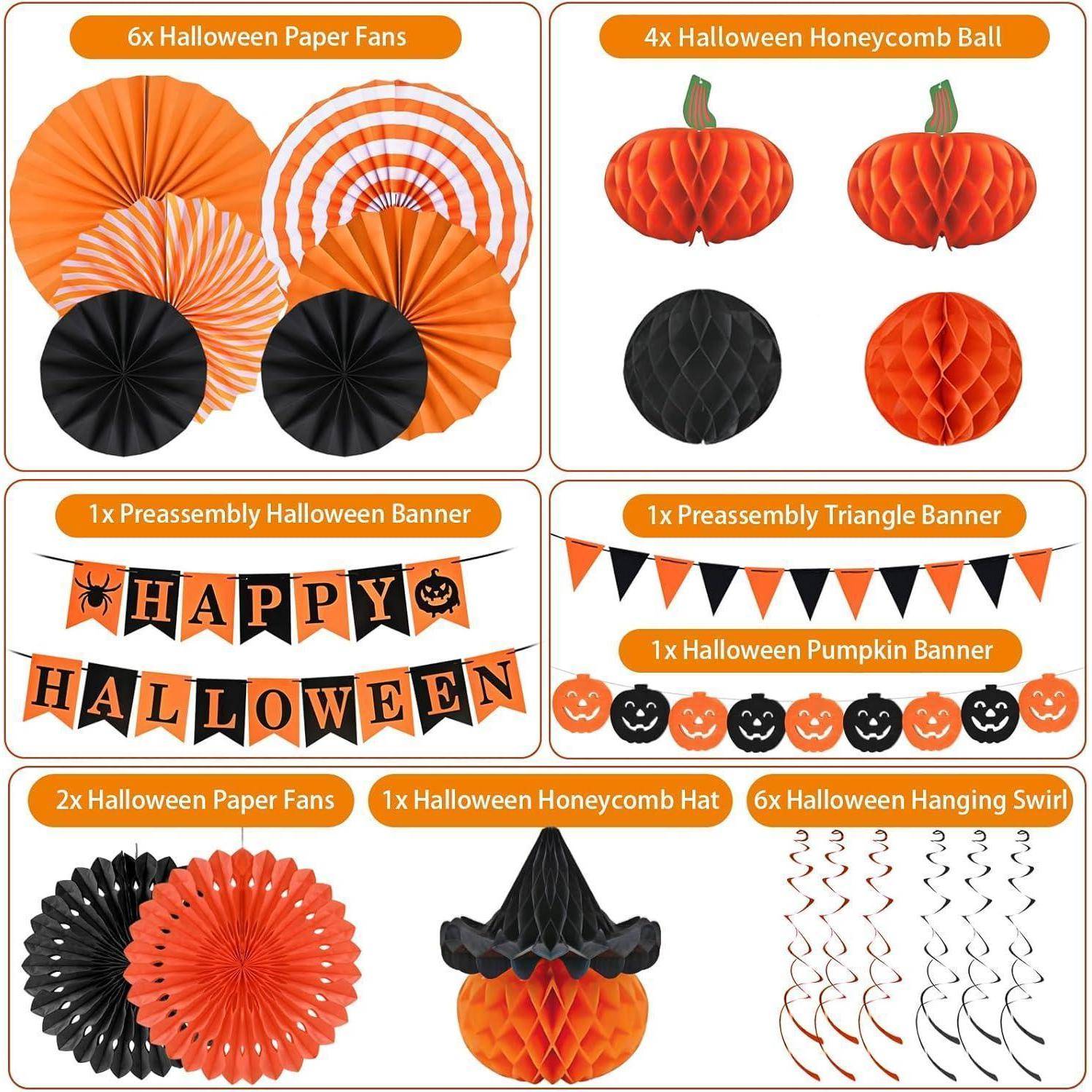 Deko Halloween Girlande Hängende Wabenkugeln Halloween Deko Set Stil 2