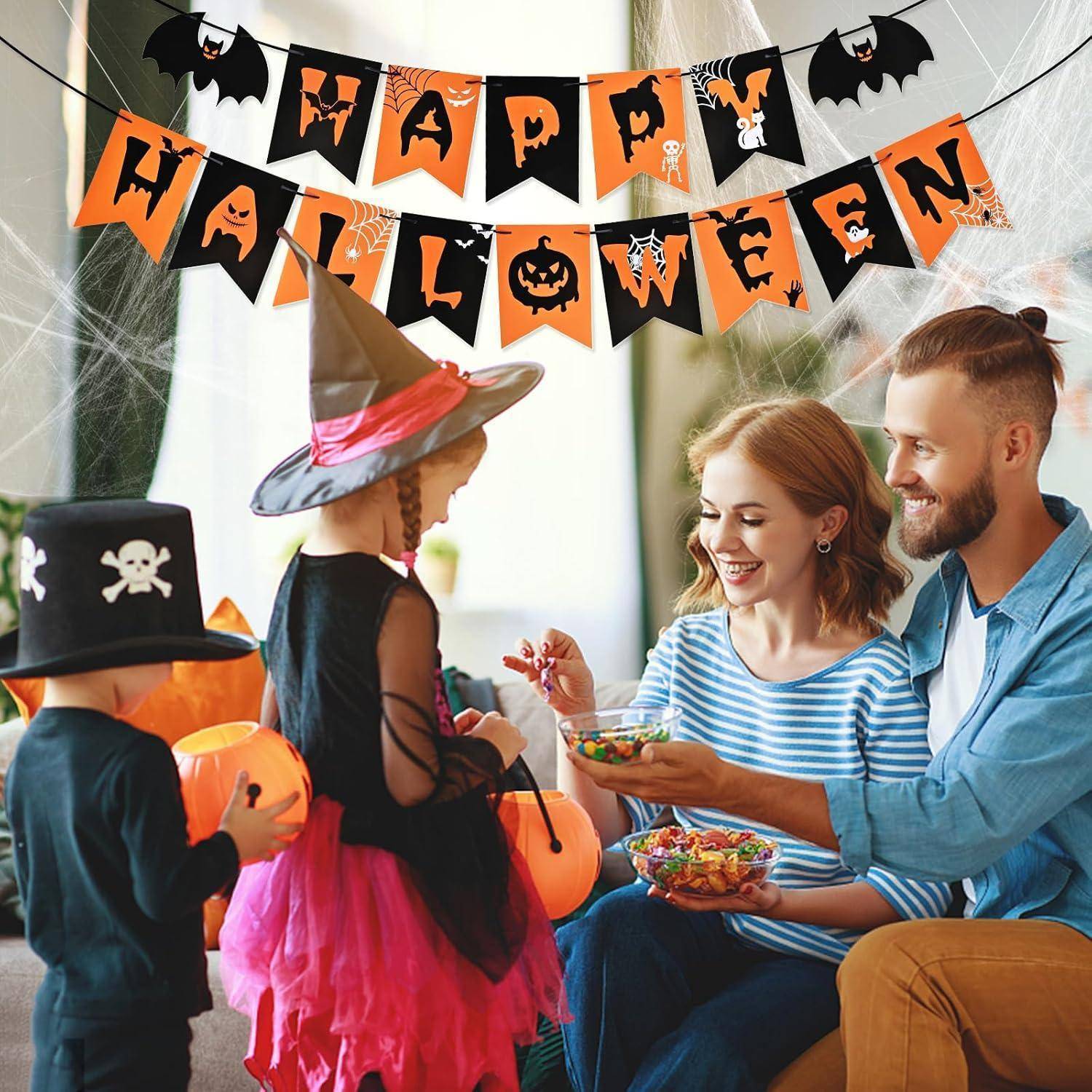 Girlande Halloween Deko Papier Fledermaus Tür Happy Halloween Banner