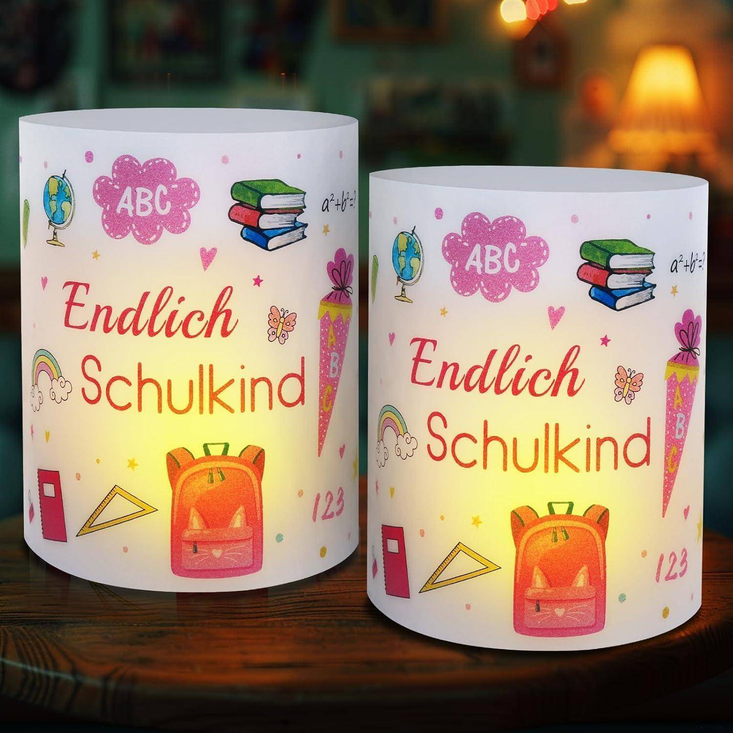 Windlicht Tischdeko 12 Einschulung Mädchen Endlich Schulkind Rosa