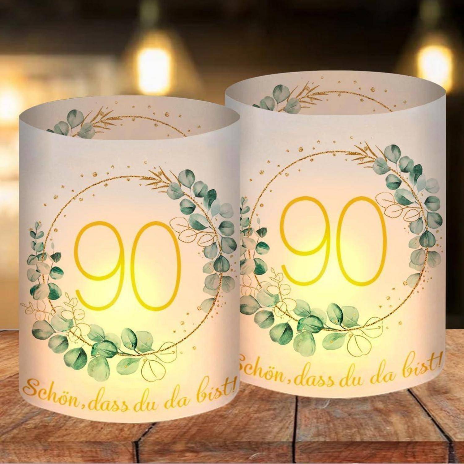 Windlicht Tischdeko 12 90 Geburtstag Teelichter Gold 90 Geburtstag