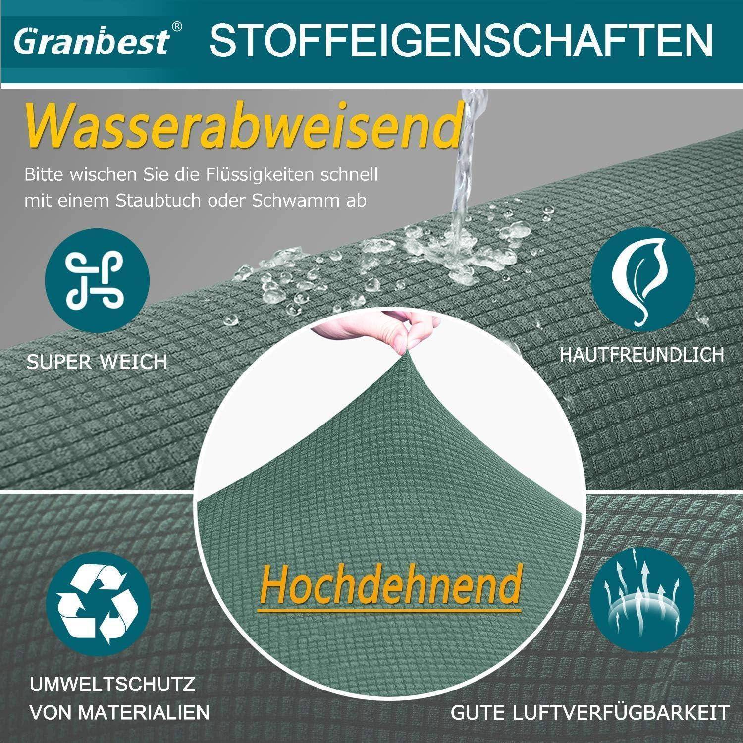 Stoffeigenschaften beinhalten: 'wasserabweisend', 'super weich', 'hautfreundlich', 'hohe Dehnbarkeit', 'umweltfreundliche Materialien', 'gute Atmungsaktivität'.