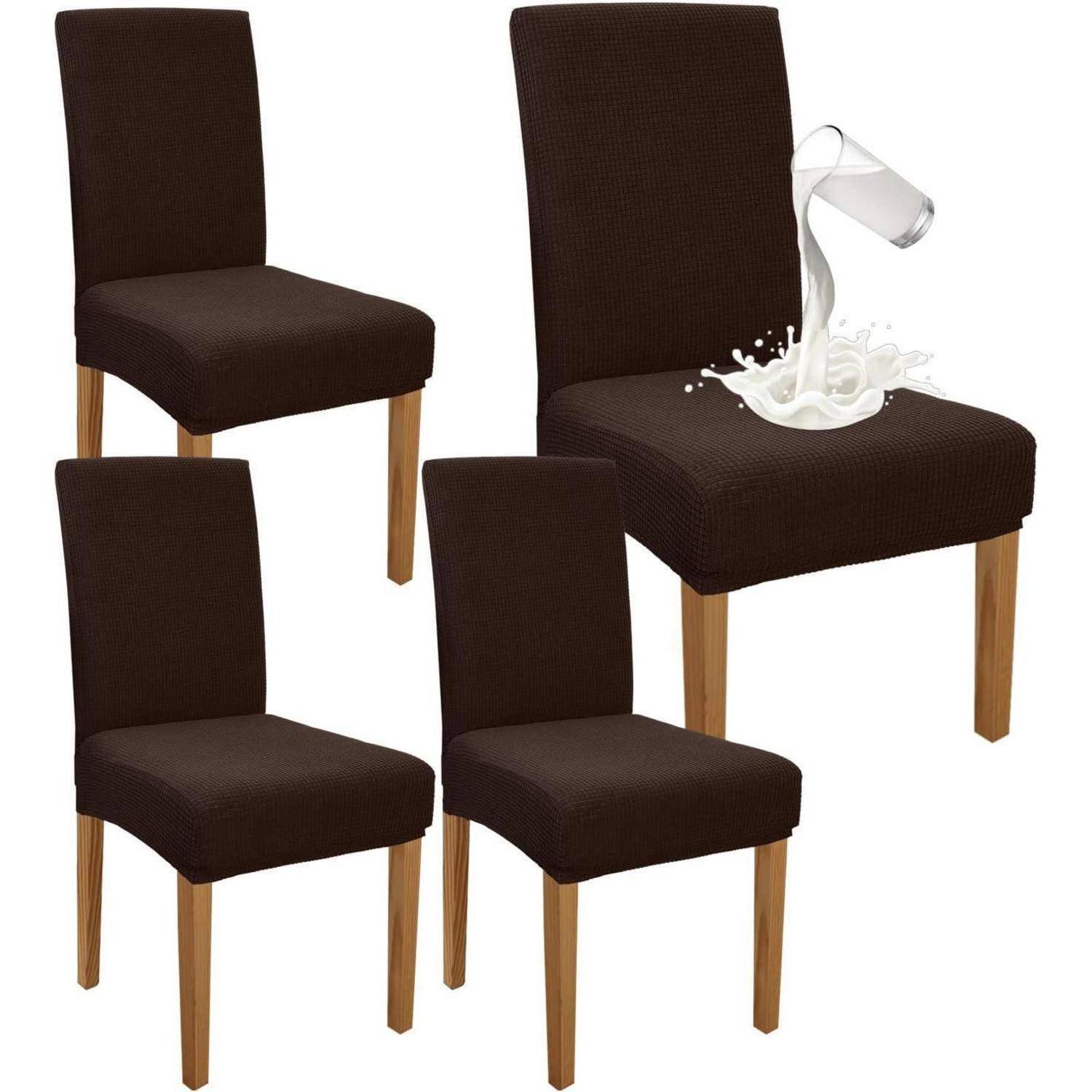 Stuhlhussen Wasserdicht Stretch Esszimmer Abnehmbar 4er Set Schokolade