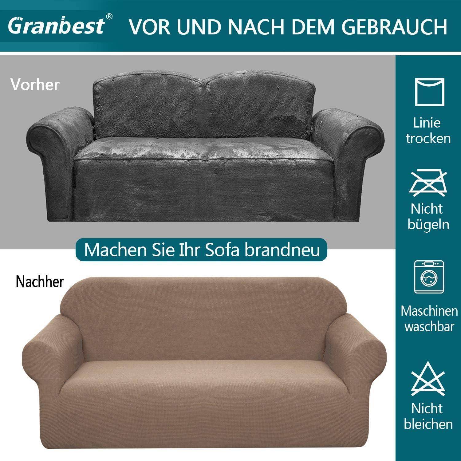 Sofabezug Stretch Wasserdicht Jacquard Anti Rutsch 1 Place Kamel