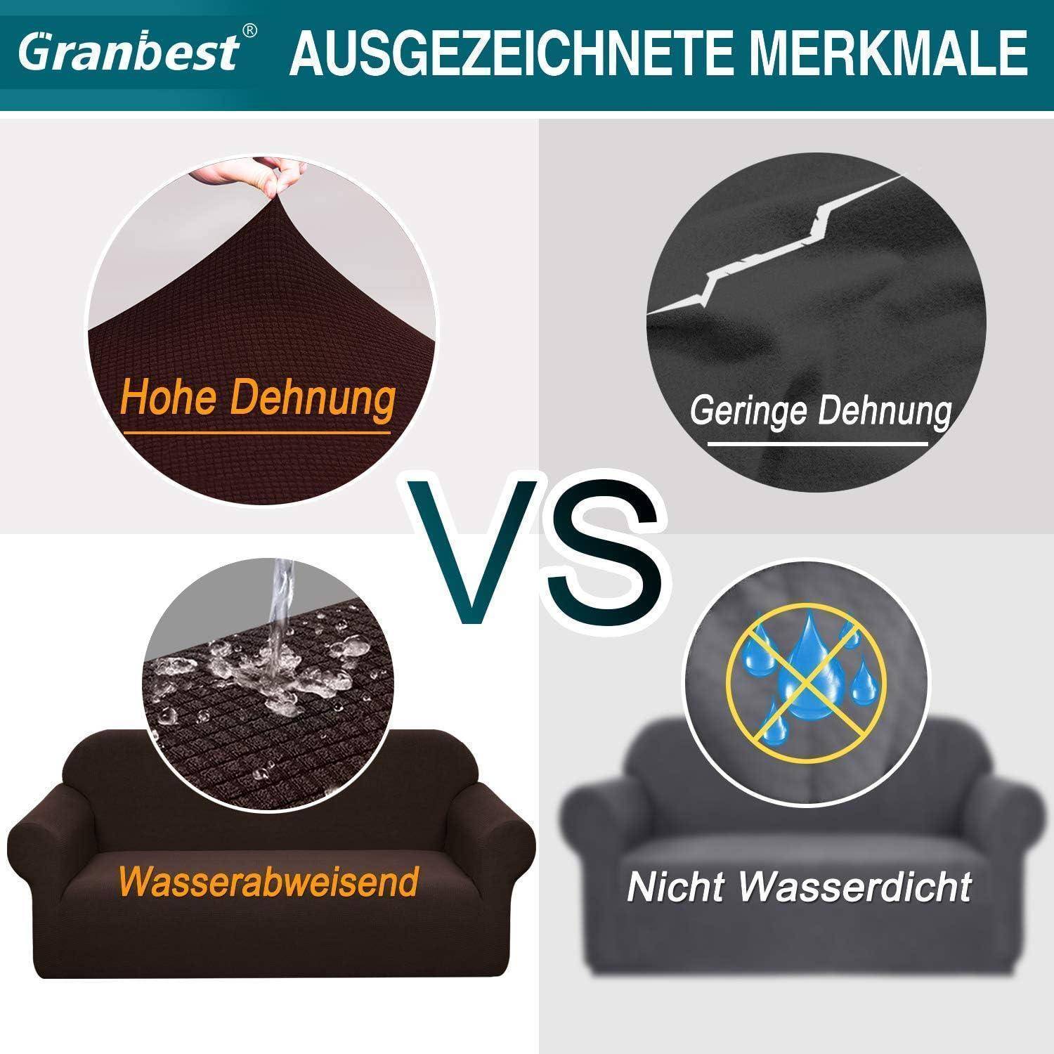 Vergleich der Granbest-Ausgezeichneten Merkmale zeigt hohe Dehnbarkeit, geringe Dehnbarkeit, Wasserbeständigkeit und nicht wasserdichte Eigenschaften eines Gewebes.