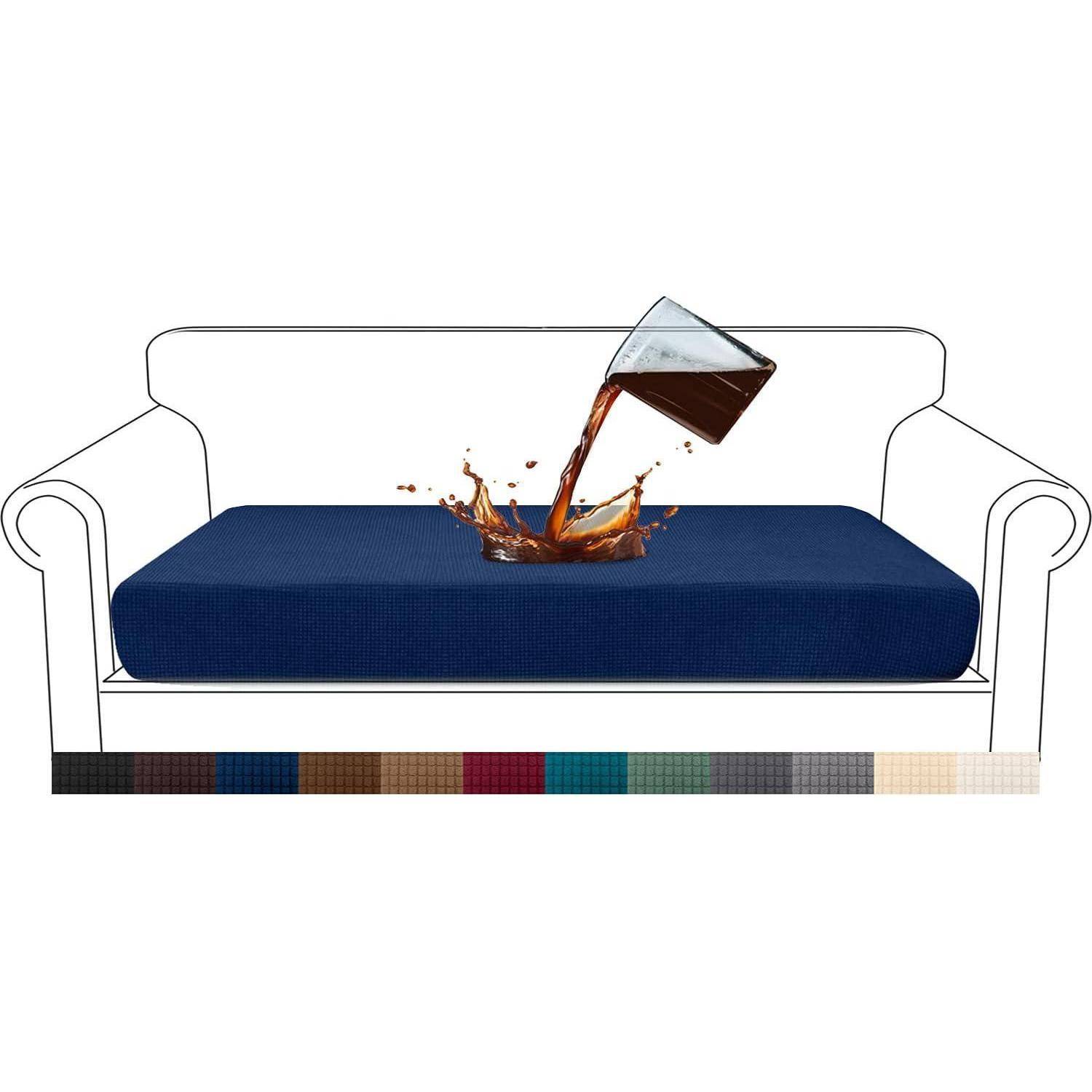 Sofasitzbezug Wasserdicht Jacquard Stretch 3 Sitzer Dunkelblau