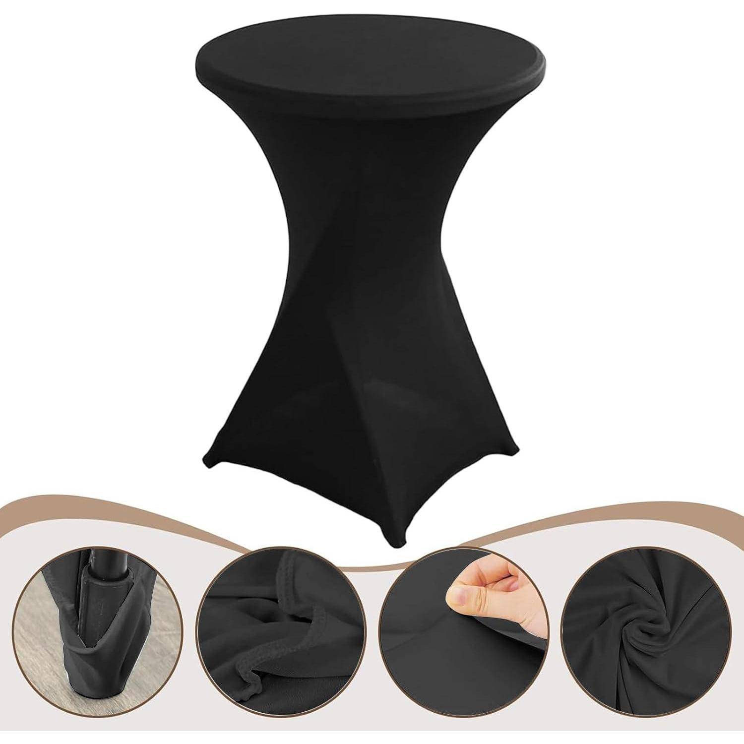 Stehtischhusse Rund 80 85 cm Stretch Fußtaschen Schwarz 2 Stück