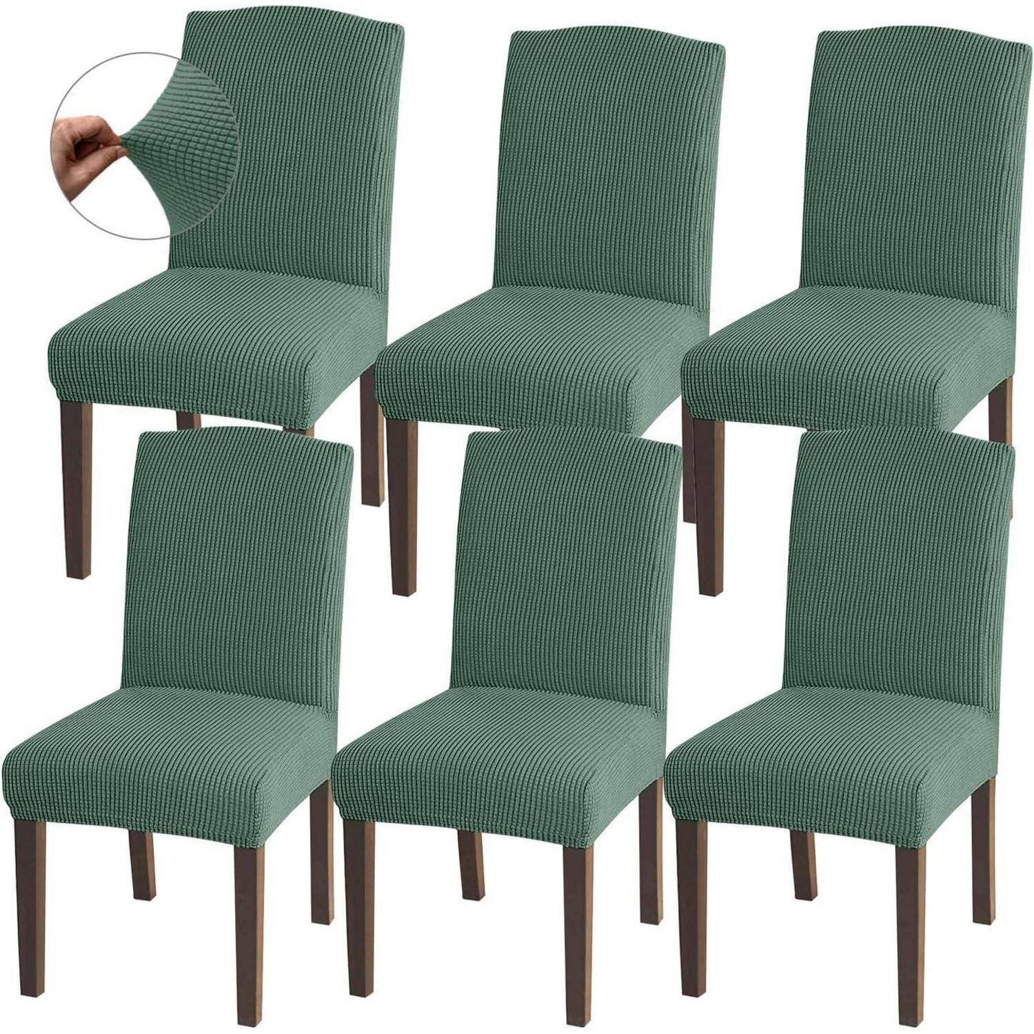 Stuhlhussen Stuhlbezüge Jacquard Esszimmerstühle Set von 6 Matchagrün