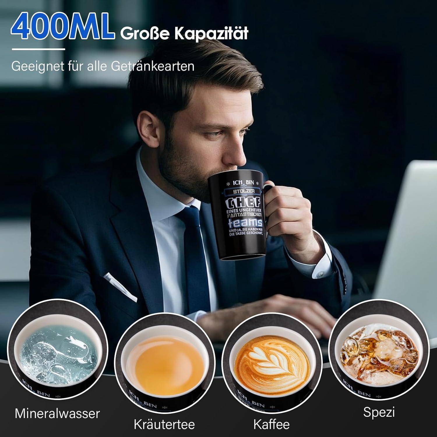 Tasse Chef Geschenk lustig Büro 400ml Schwarz - Chef Geschenke Tasse