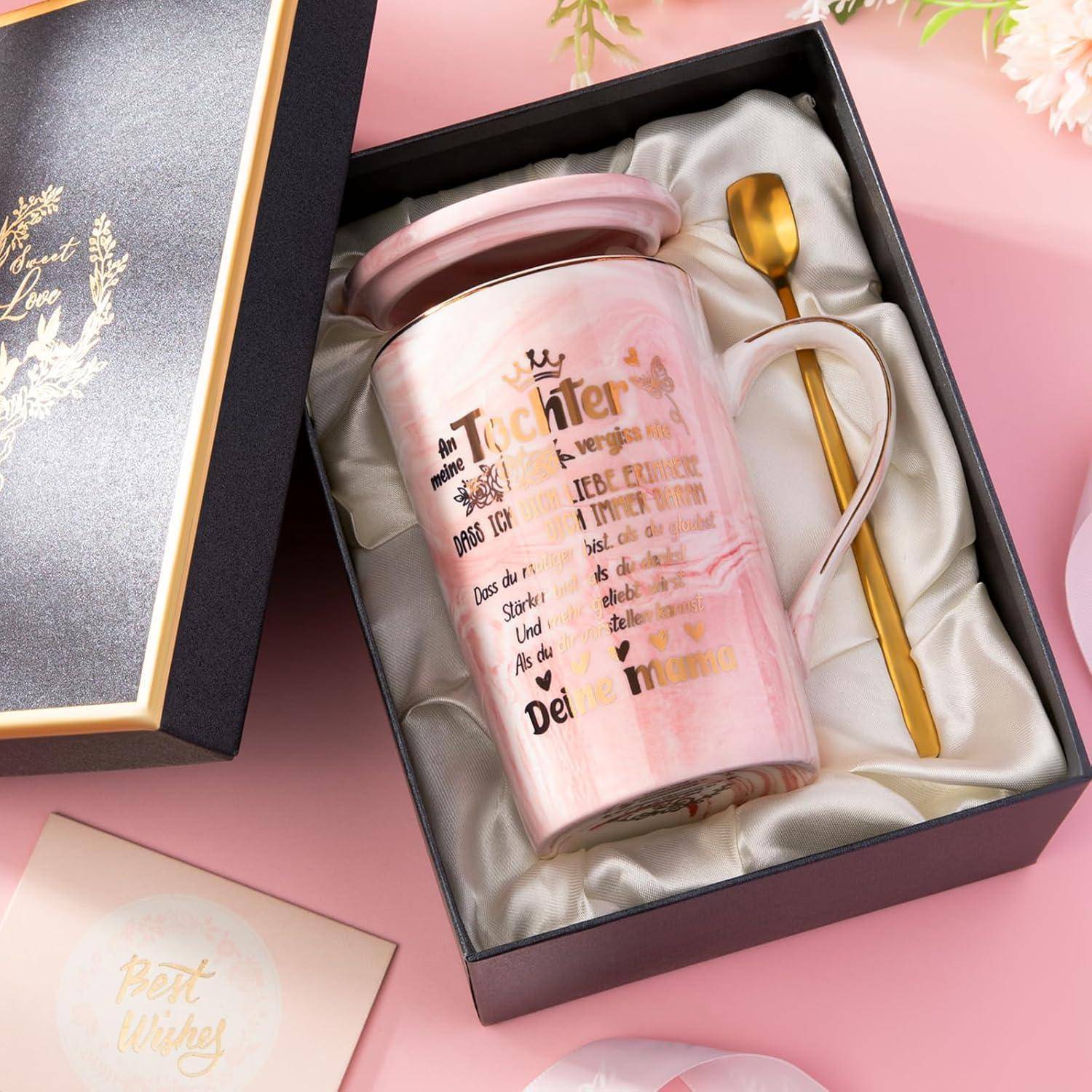 Tasse 400ml Tochter Gold Druckgrafik Rosa - Tochter Geschenk