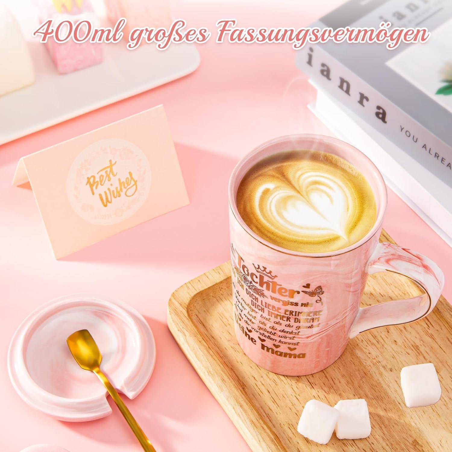 Tasse 400ml Tochter Gold Druckgrafik Rosa - Tochter Geschenk