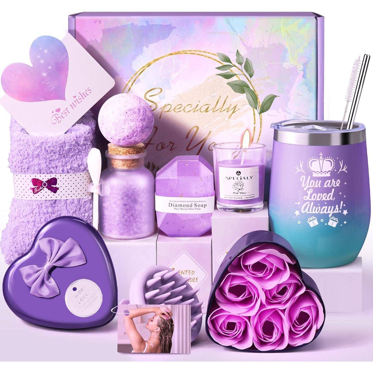 Geschenkset Frauen Freundin Geburtstag Valentinstag Sternenlila