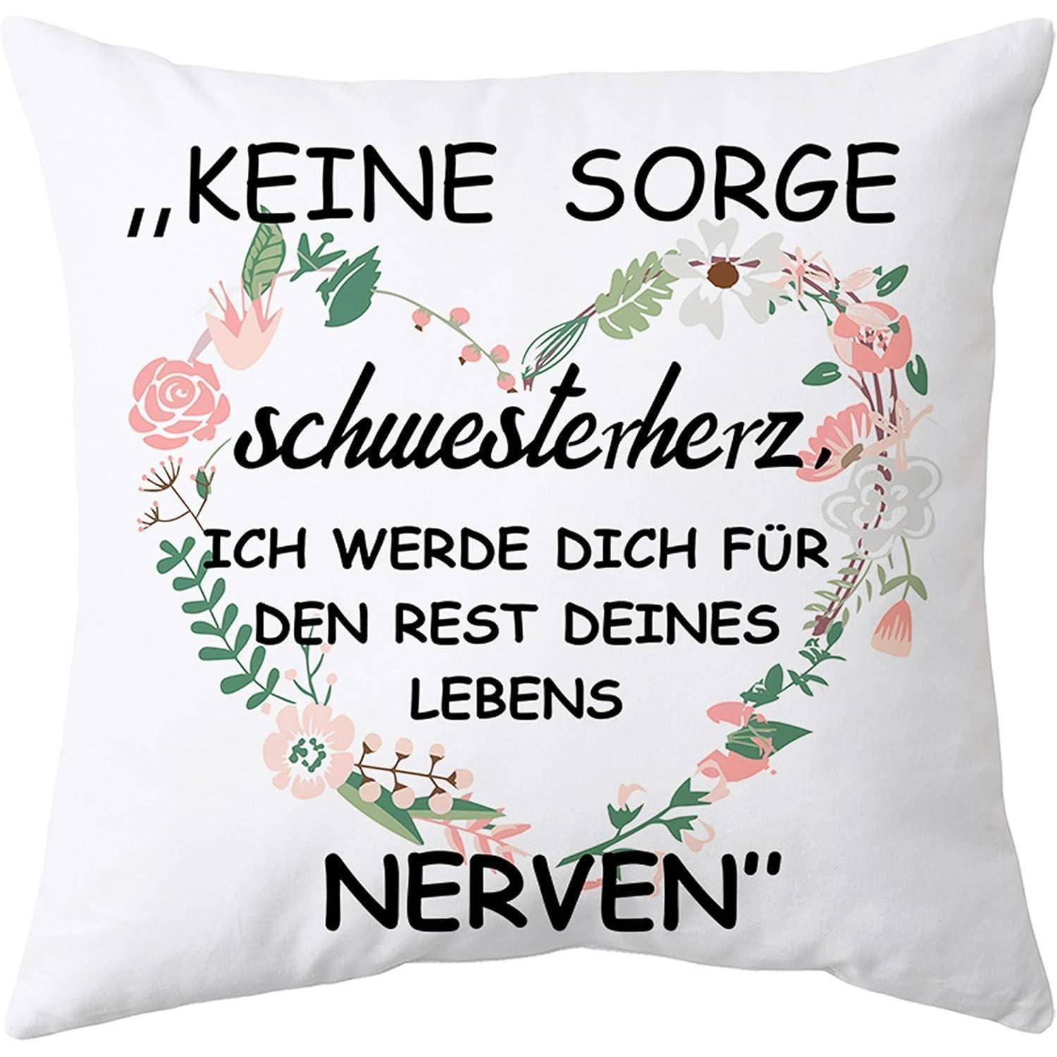 Kissenbezug Schwester Geschenk 45*45cm Weiß Schwester 45*45cm