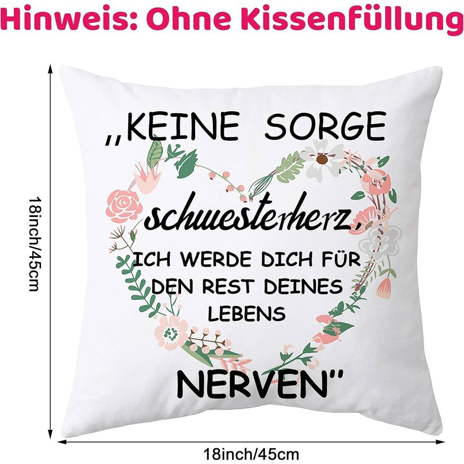 Kissenbezug Schwester Geschenk 45*45cm Weiß Schwester 45*45cm
