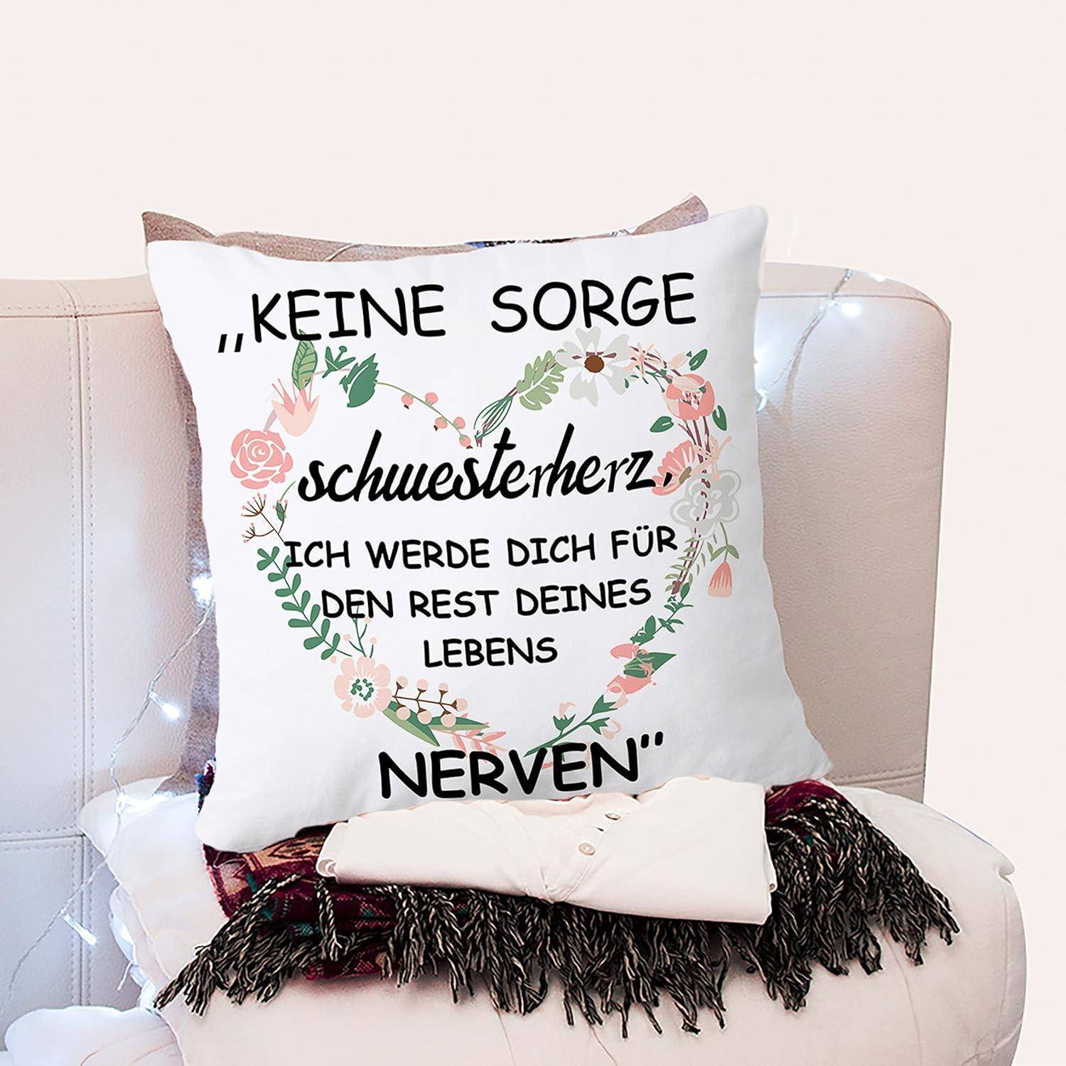 Kissenbezug Schwester Geschenk 45*45cm Weiß Schwester 45*45cm