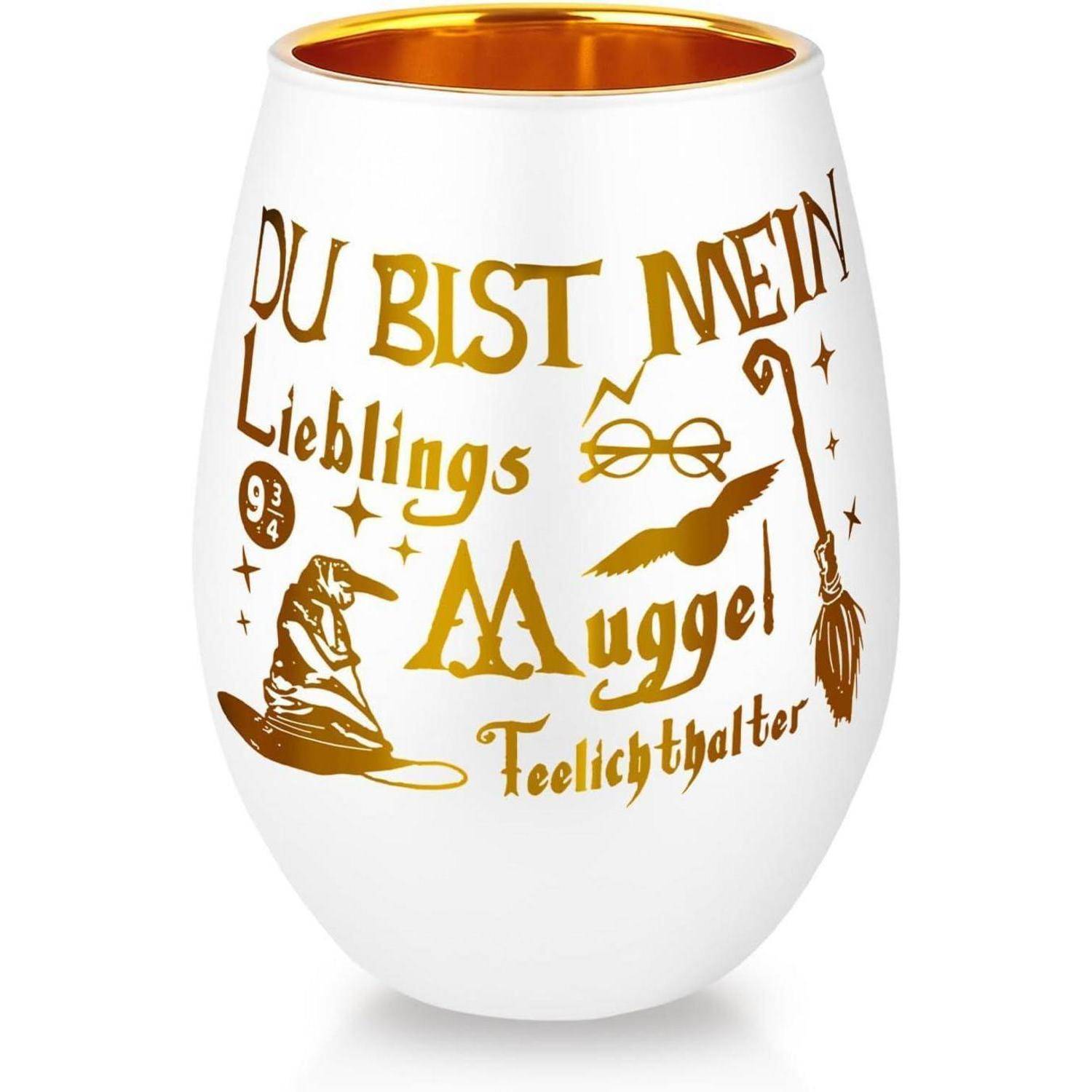 Teelichthalter Geschenk Harry Fans Glückslicht Verliebte Muggle Weiß
