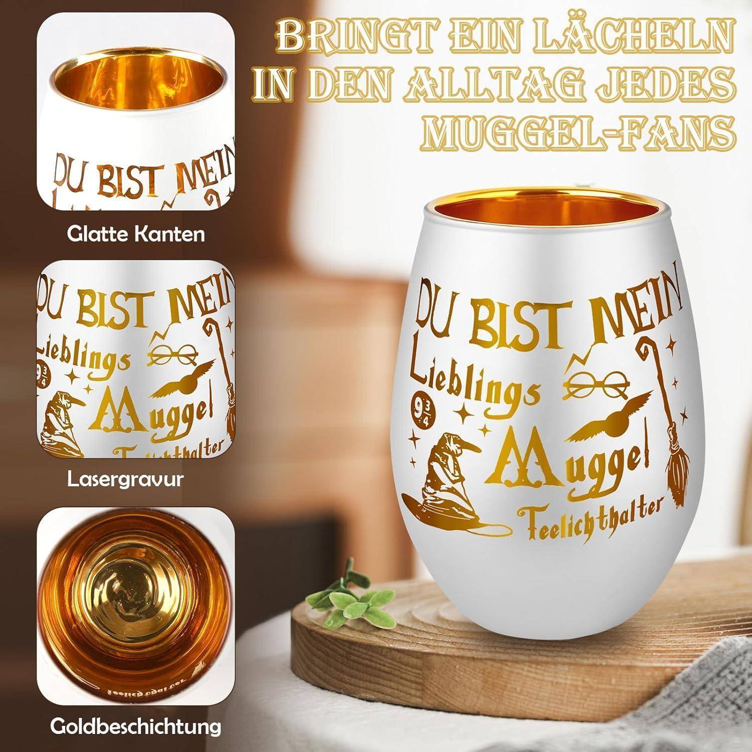 Teelichthalter Geschenk Harry Fans Glückslicht Verliebte Muggle Weiß
