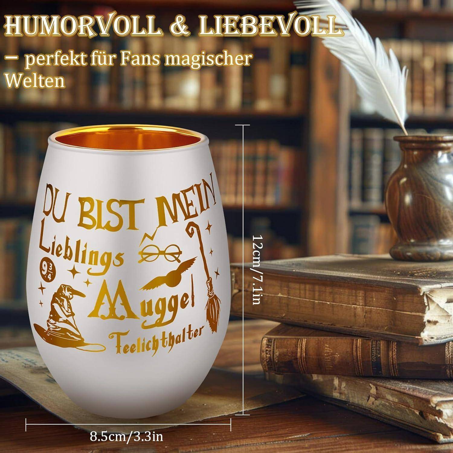 Teelichthalter Geschenk Harry Fans Glückslicht Verliebte Muggle Weiß