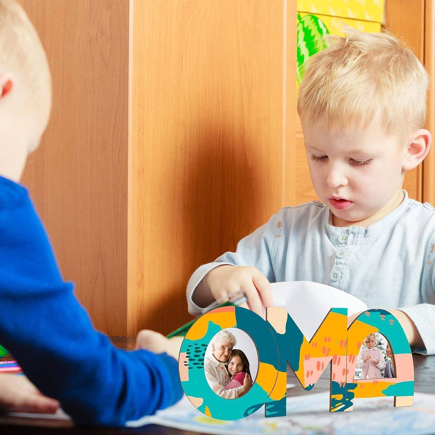 Holzbuchstaben 2 Stück Oma Opa Geschenk Enkel Holzfarbe-Oma und Opa