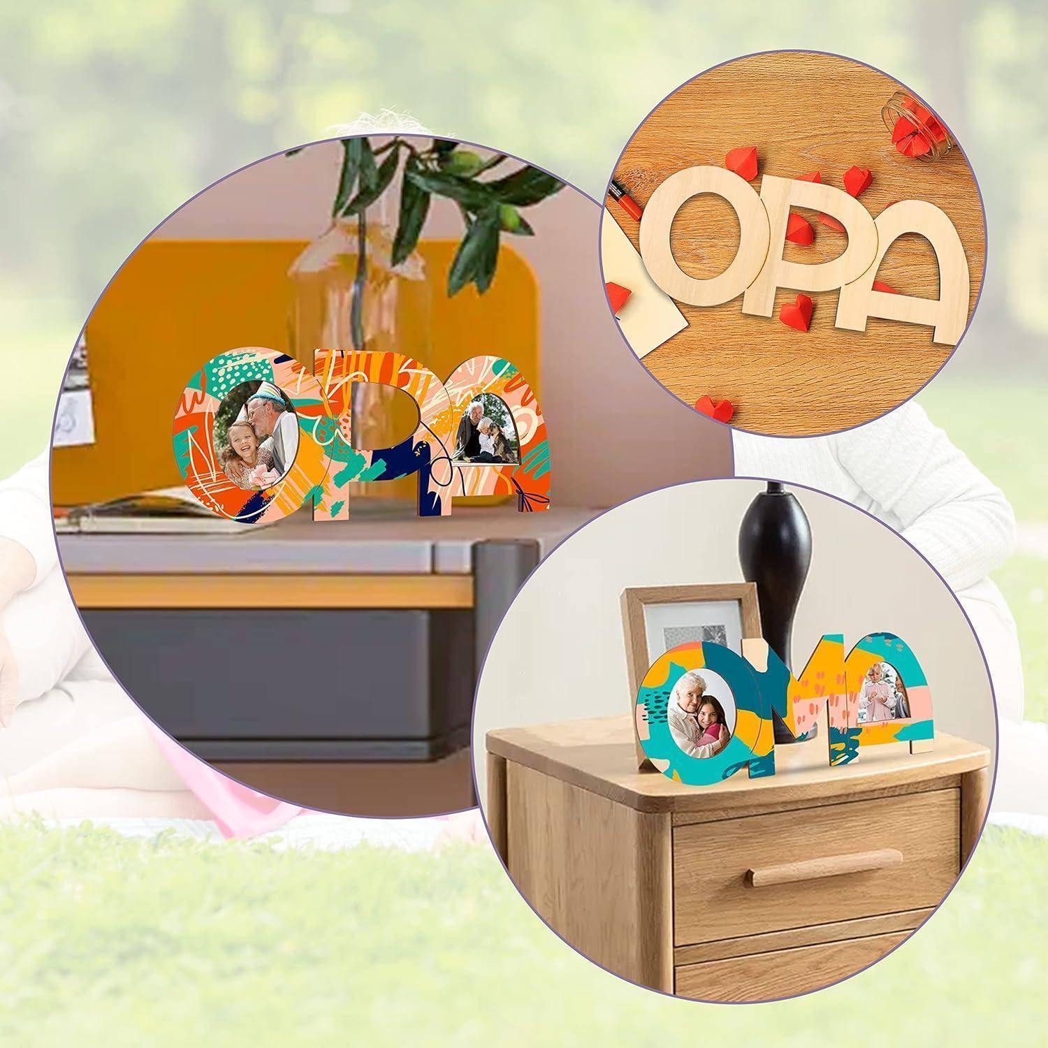 Holzbuchstaben 2 Stück Oma Opa Geschenk Enkel Holzfarbe-Oma und Opa