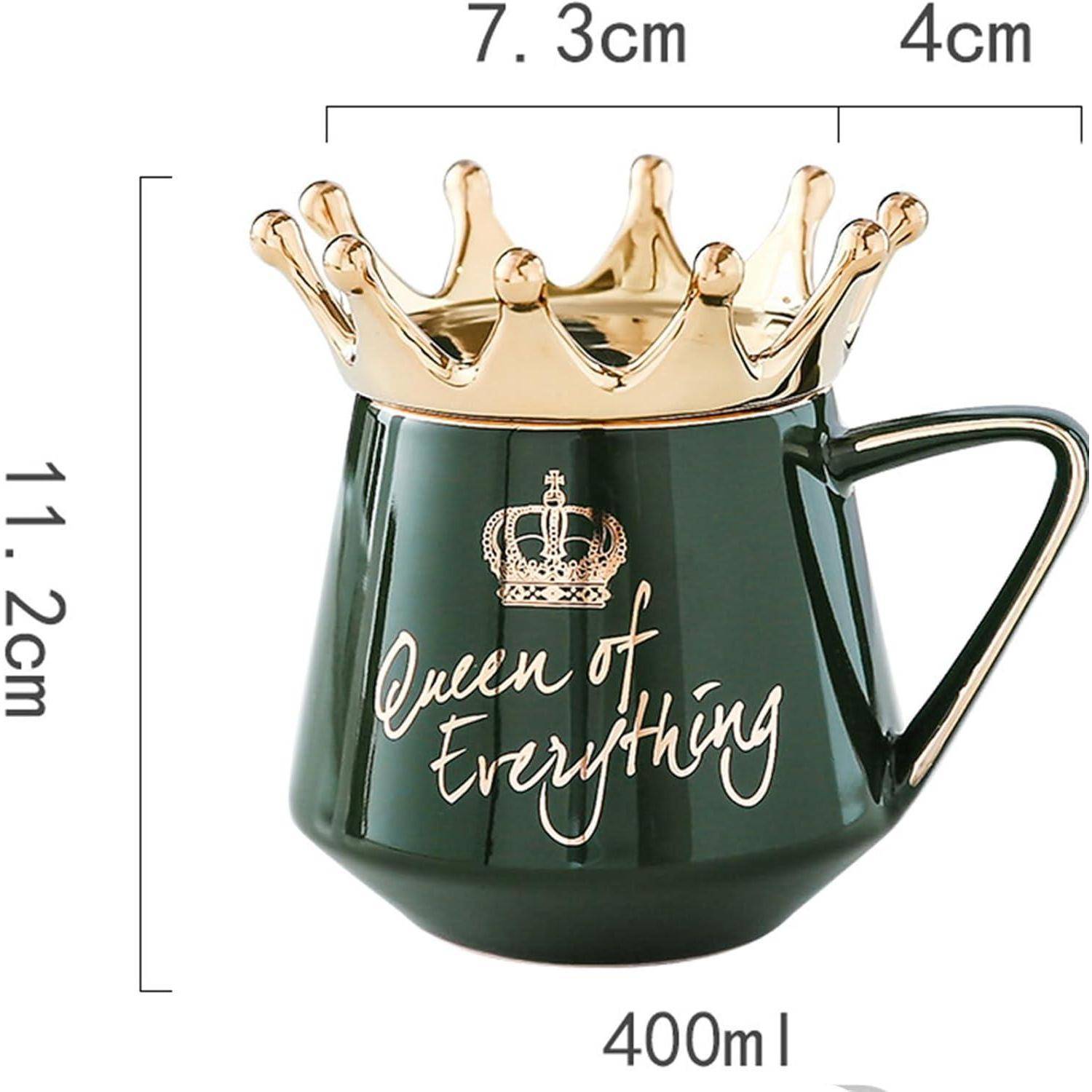 Tasse Deckel Queen Elizabeth 350ml Schwarz Krone Tasse mit Deckel