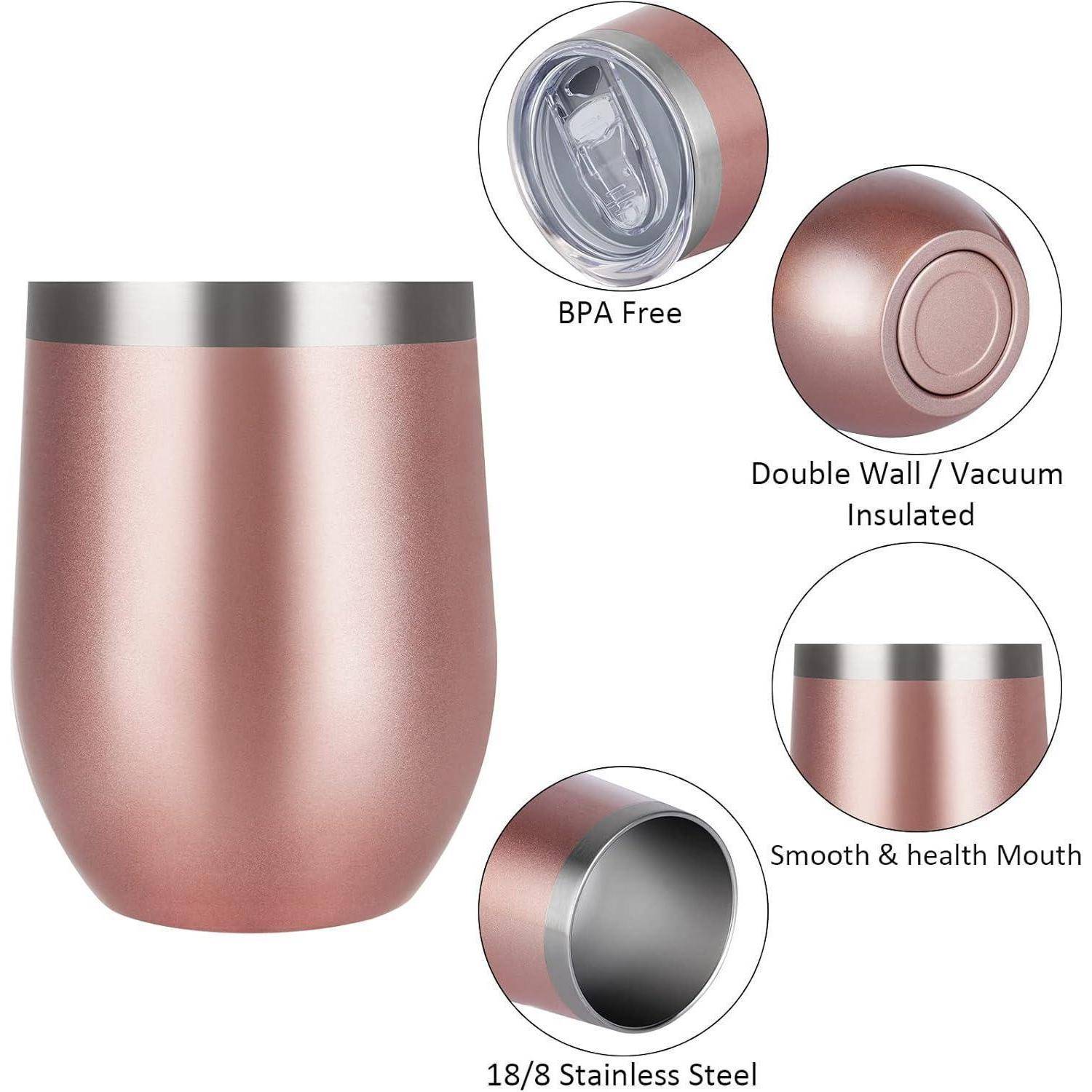 Isolierter Becher in Roségold. Eigenschaften: BPA-frei, doppelwandig/vakuumisoliert, glatter Mundrand, Konstruktion aus rostfreiem 18/8-Edelstahl.