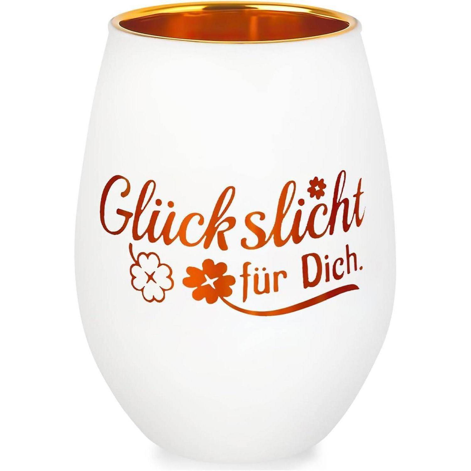 Windlicht Teelichthalter Glas Gravur Geschenk Glückslicht – Weiß 2