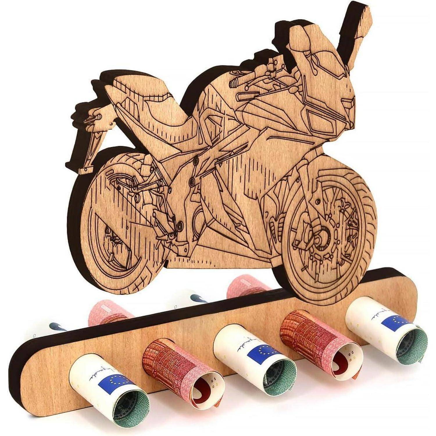Holzgeschenk Geldgeschenk Rennmaschine Motorrad Motorradfahrer