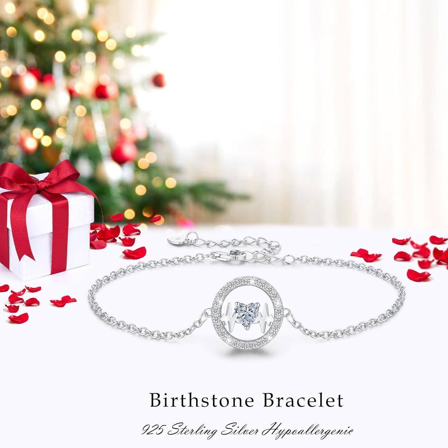 Armband Damen 925 Verstellbar Herzschlag Anhänger Geschenk Silber