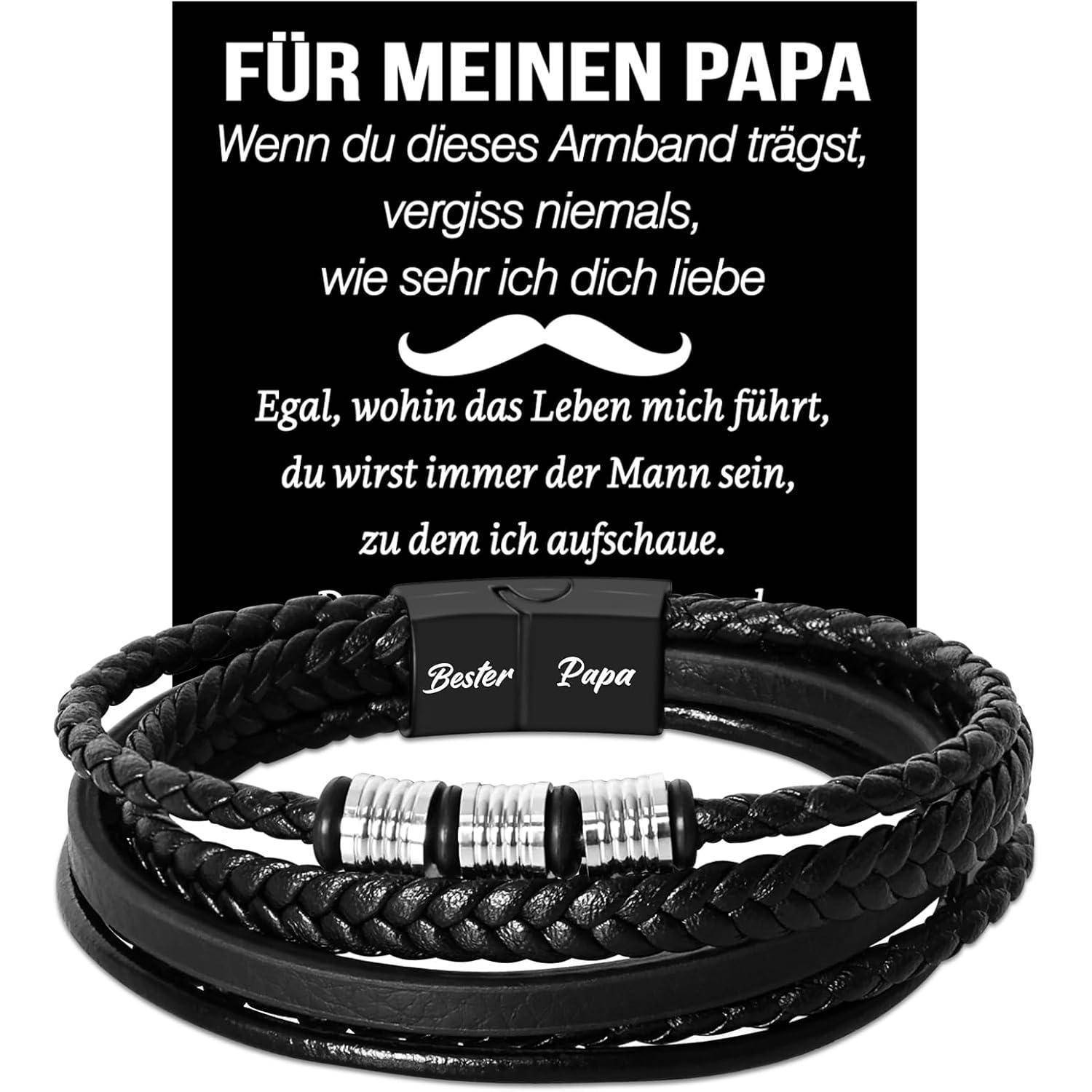 Armband Lederarmband Geschenk Papa Weihnachten Vatertag Papa 21cm