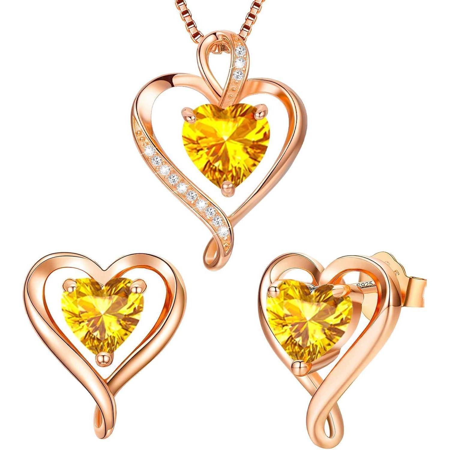 Schmuckset Halskette Ohrringe Silber Gold Rosé gold-11-November
