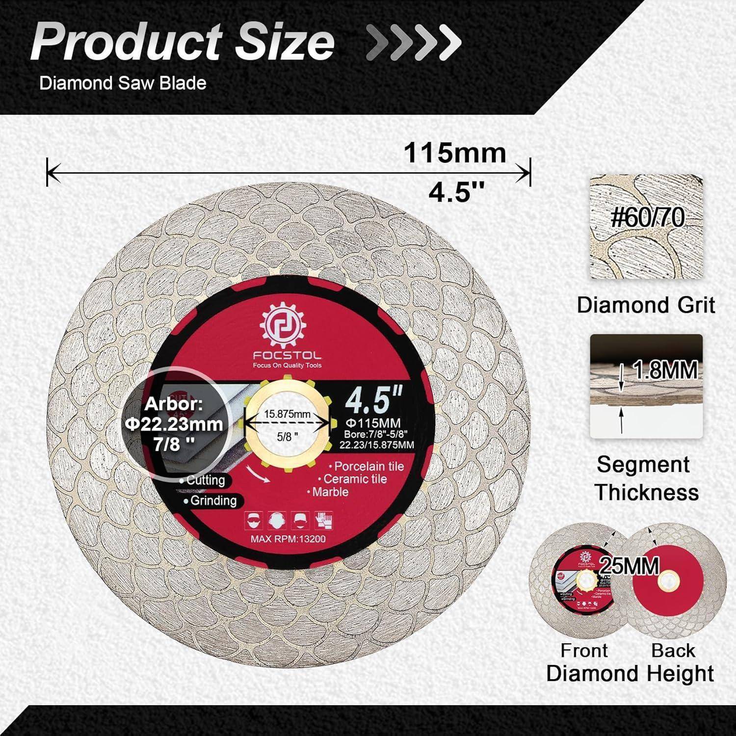 Produktabbildung einer Diamantsägeblatt, Größe 115 mm/4,5