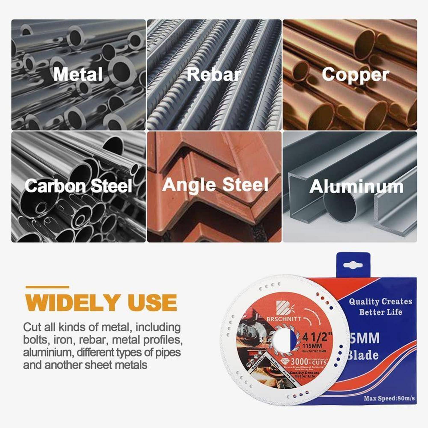 WEITVERWENDET: Schneiden aller Metallarten.