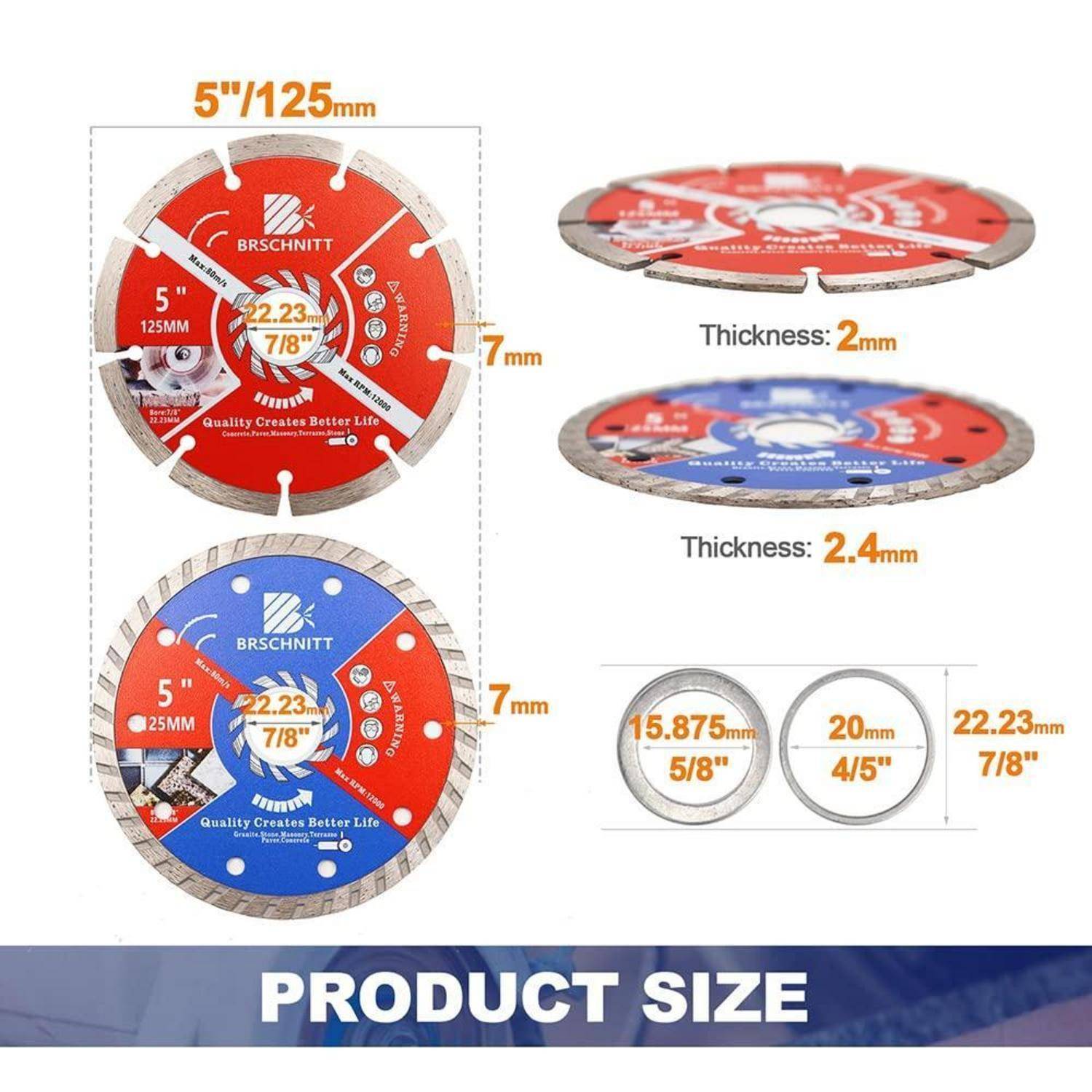 Trennscheibe Diamant Keramikfliesen Granit Marmor Beton 20 125mm