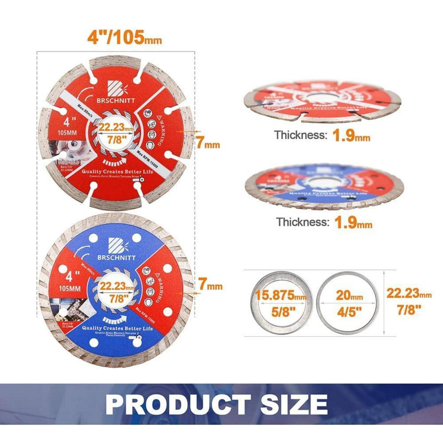 Diamant Trennscheibe Keramikfliesen Granit Marmor Beton 4 105mm