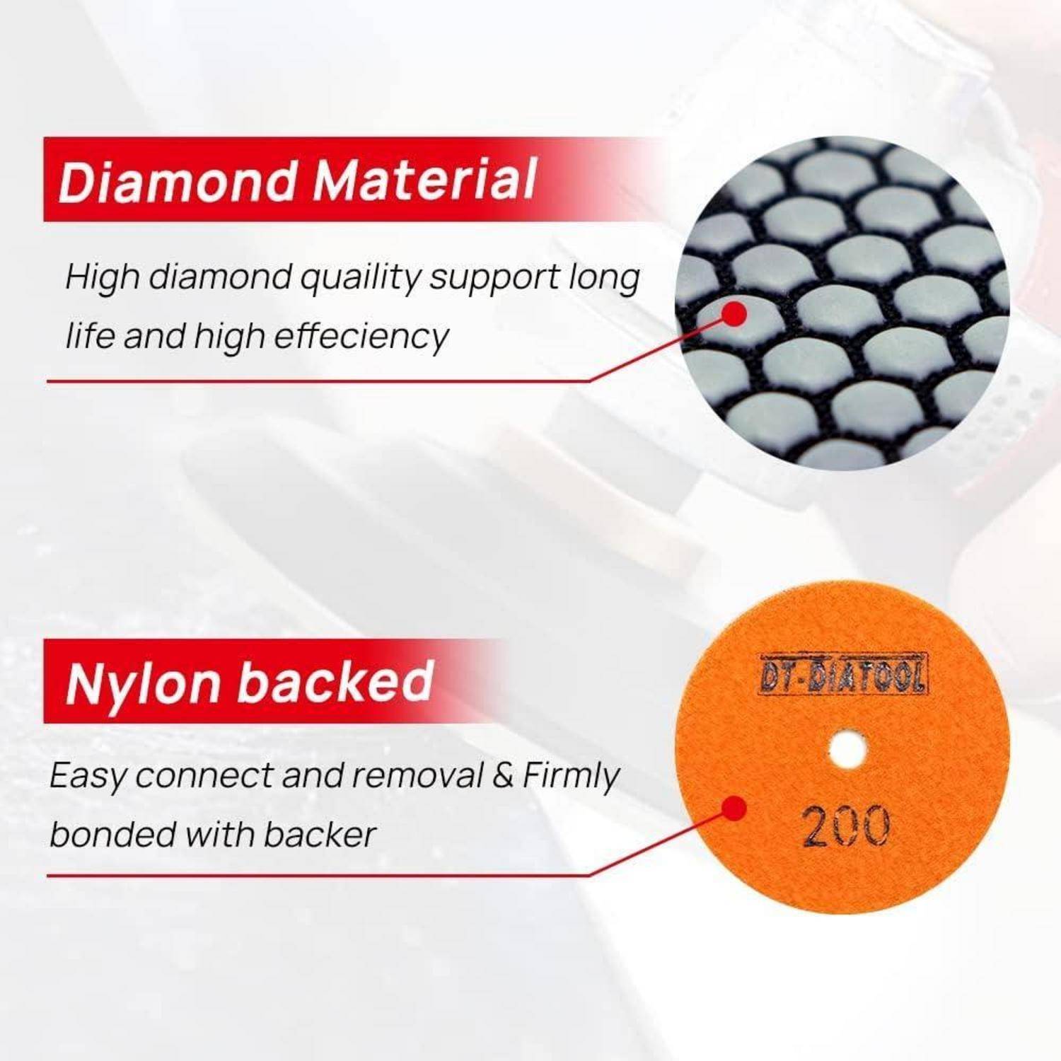 Schleifpad Diamant 100mm 8 Stück Granit Marmor Körnung 800