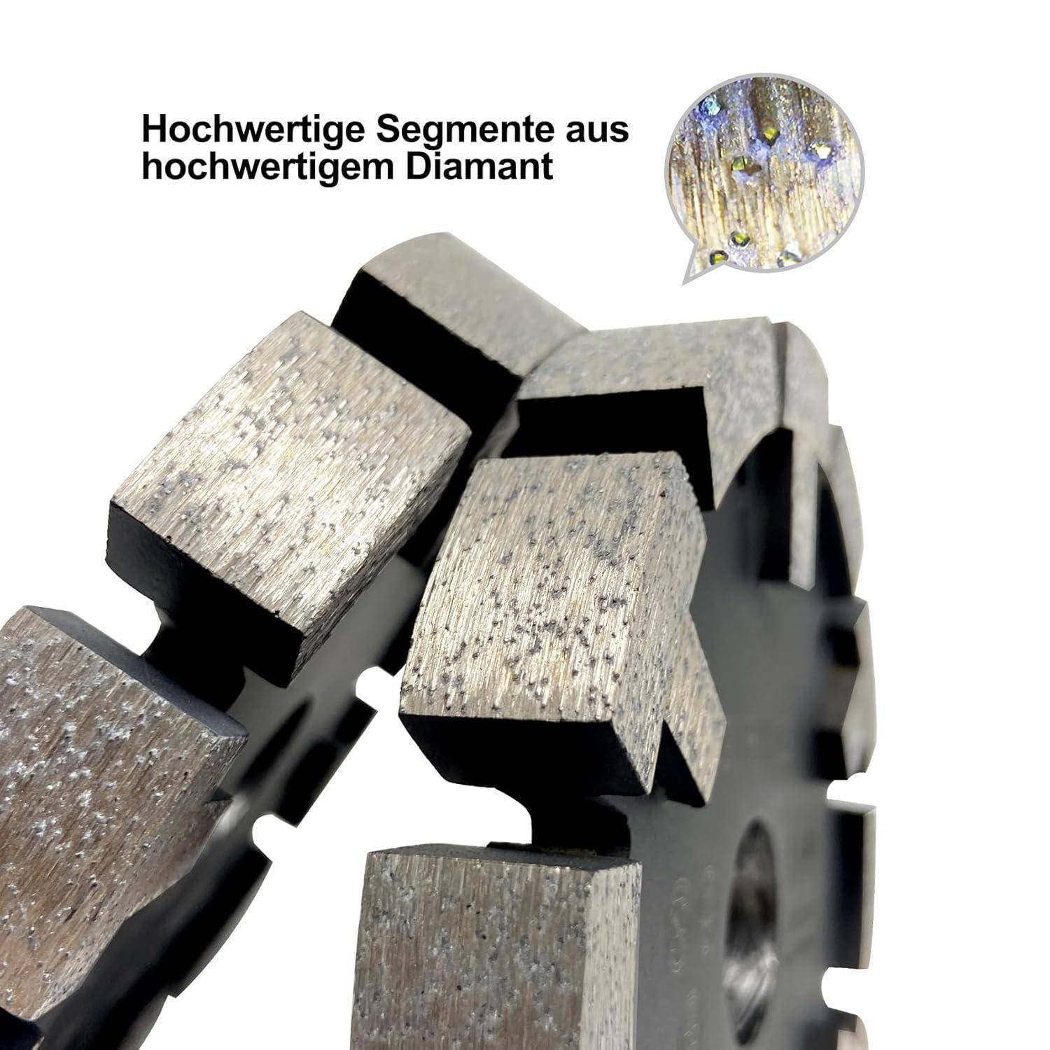 Kreissägeblatt mit diamantbeschichteten Segmenten; Text lautet: 'Hochwertige Segmente aus hochwertigem Diamant