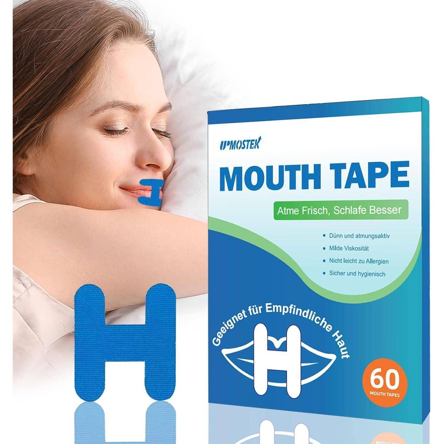 Mundtape H Form 60 Stück Schnarchhilfe Nasenatmung Männer Blue