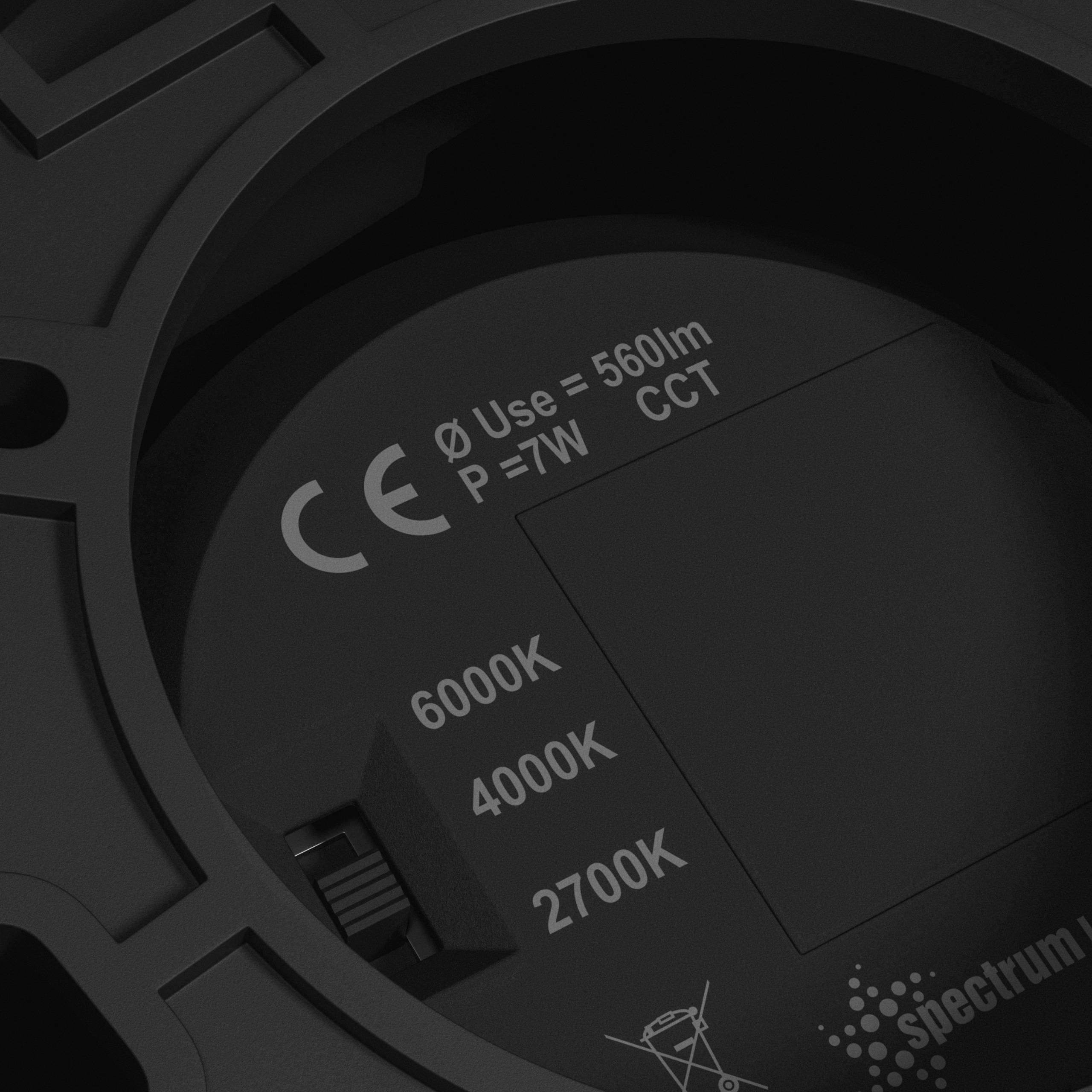 Spectrum LED Chloe Complete Surface 7W Deckenleuchte 45° 560lm schwarz IP20 Aufbau UGR>19 CCT 2700 – 6000K