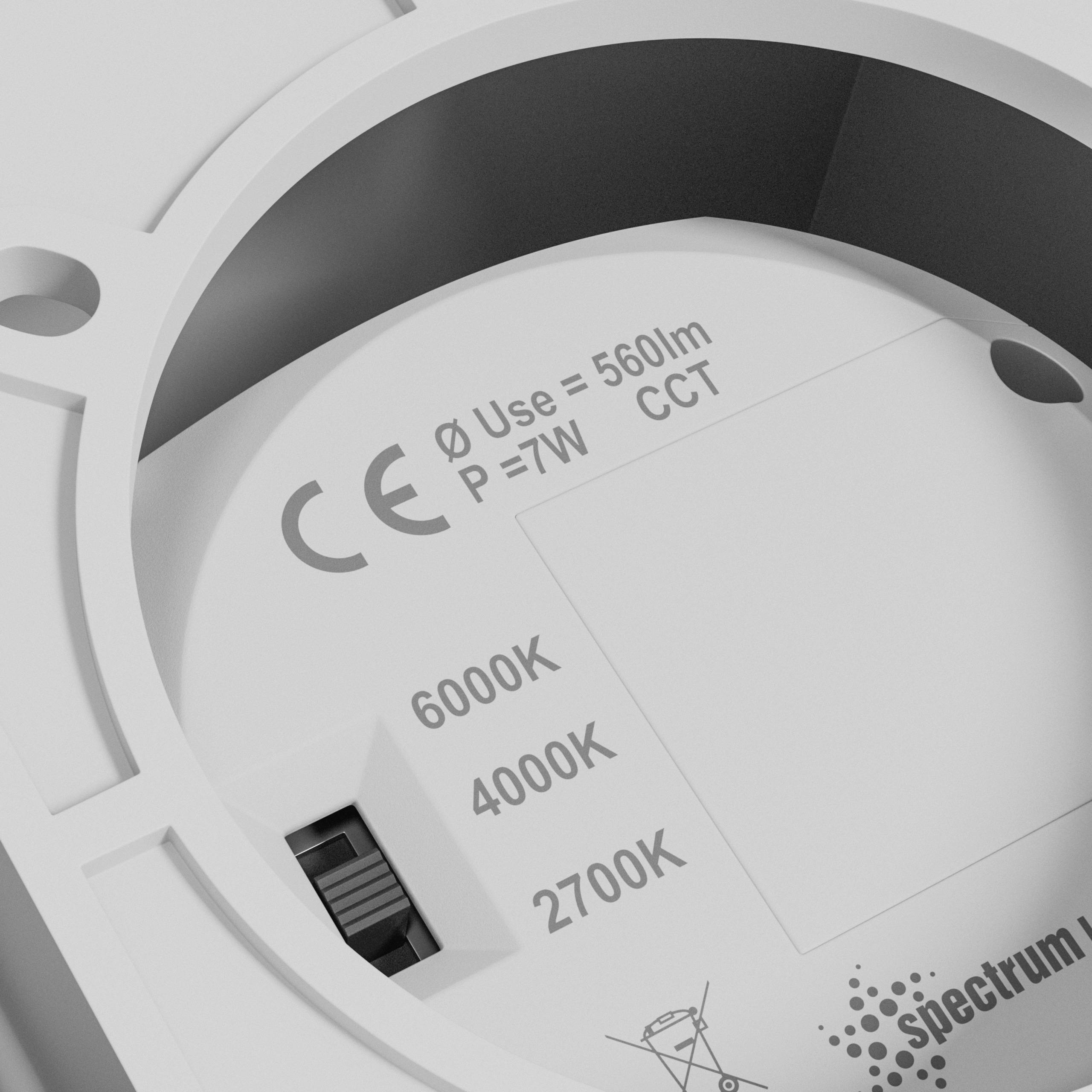 Spectrum LED Chloe Complete Surface 7W Deckenleuchte 45° 560lm weiß IP20 Aufbau UGR>19 CCT 2700 – 6000K