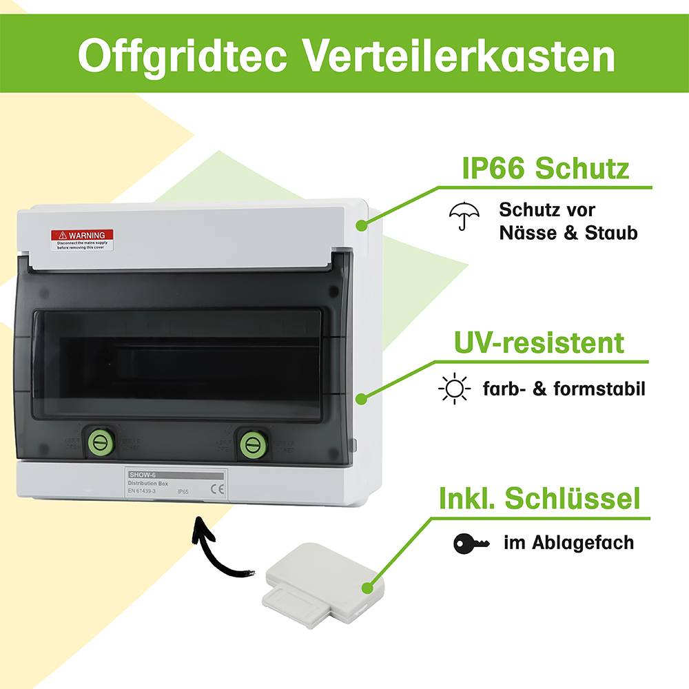 Offgridtec Verteilerkasten mit 12 TE und DIN-Schiene IP66 UV-beständig wasser- und staubgeschützt