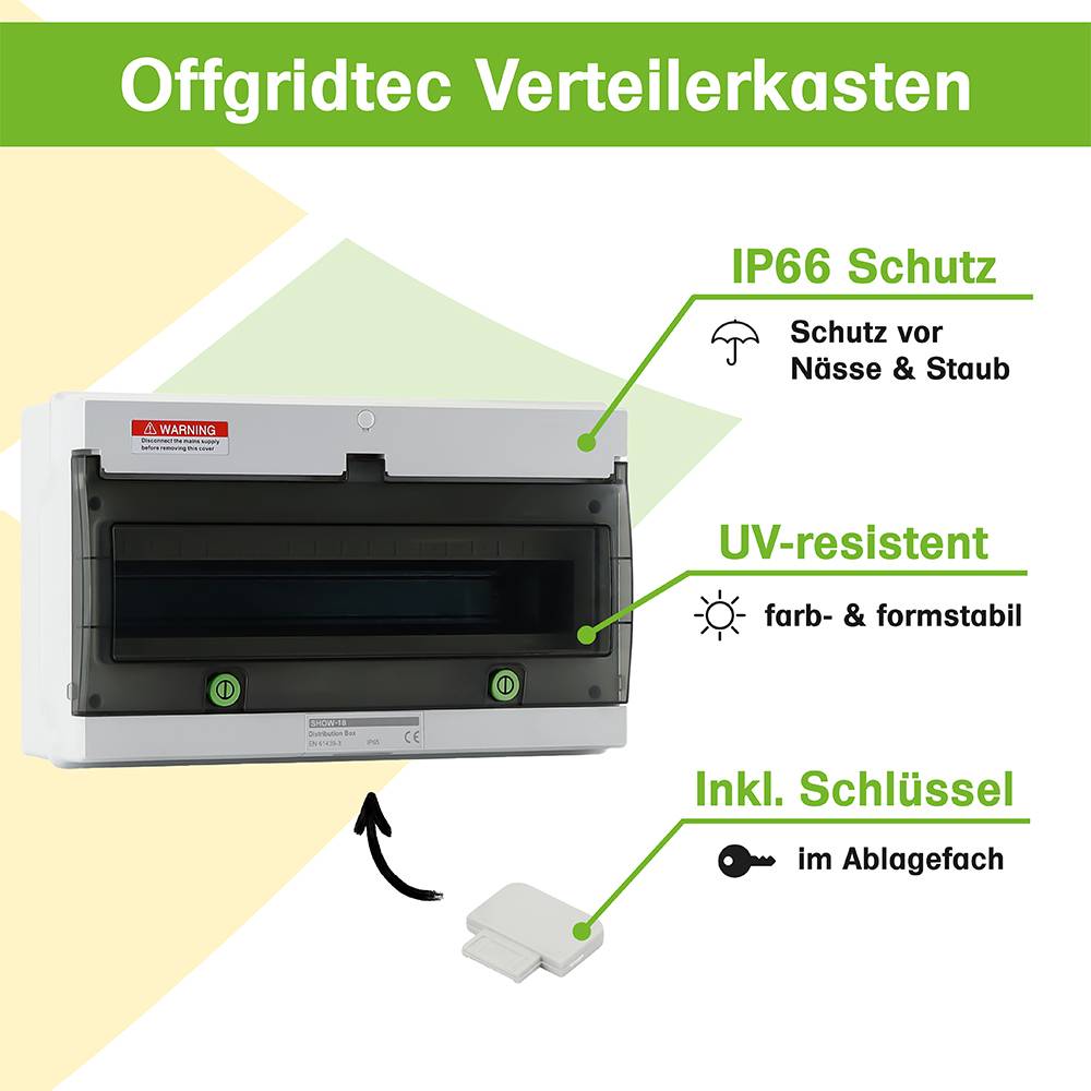 Offgridtec Verteilerkasten mit 18 TE und DIN-Schiene IP66 UV-beständig wasser- und staubgeschützt
