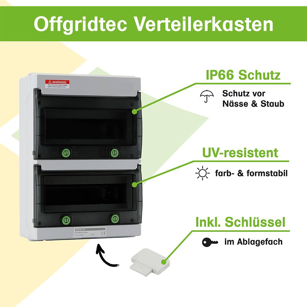 Offgridtec Verteilerkasten mit 24 TE und DIN-Schiene IP66 UV-beständig wasser- und staubgeschützt