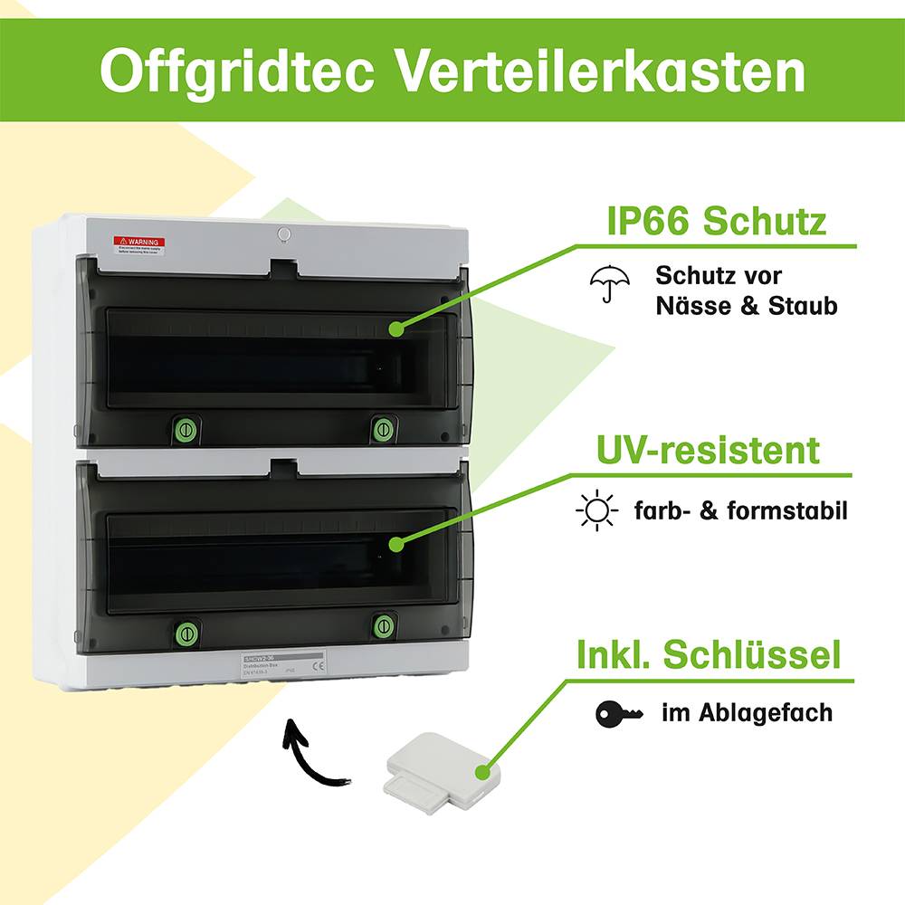 Offgridtec Verteilerkasten mit 36 TE und DIN-Schiene IP66 UV-beständig wasser- und staubgeschützt