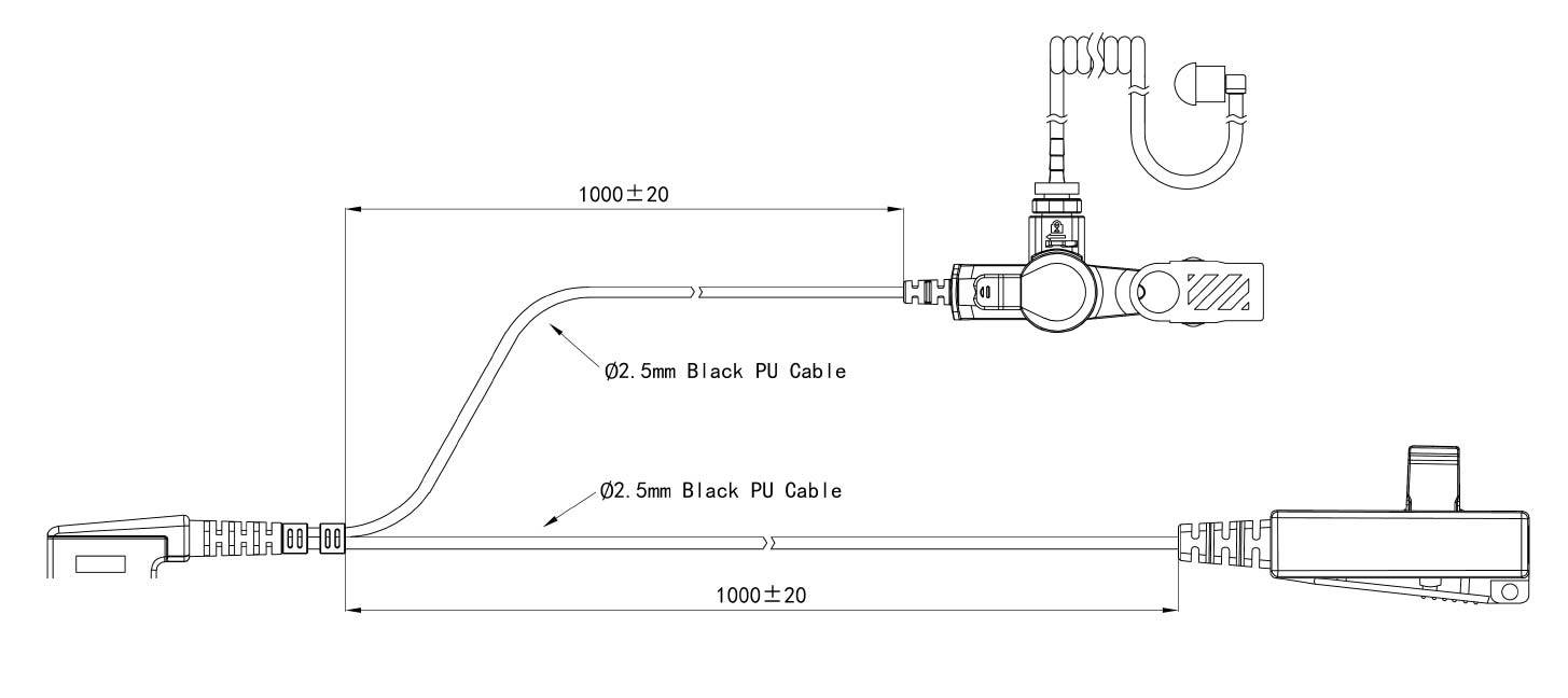 DMR24 Schallschlauch mit PTT Taste und Mikrofon 2 Kabel BP515 BP565 AP515 AP585