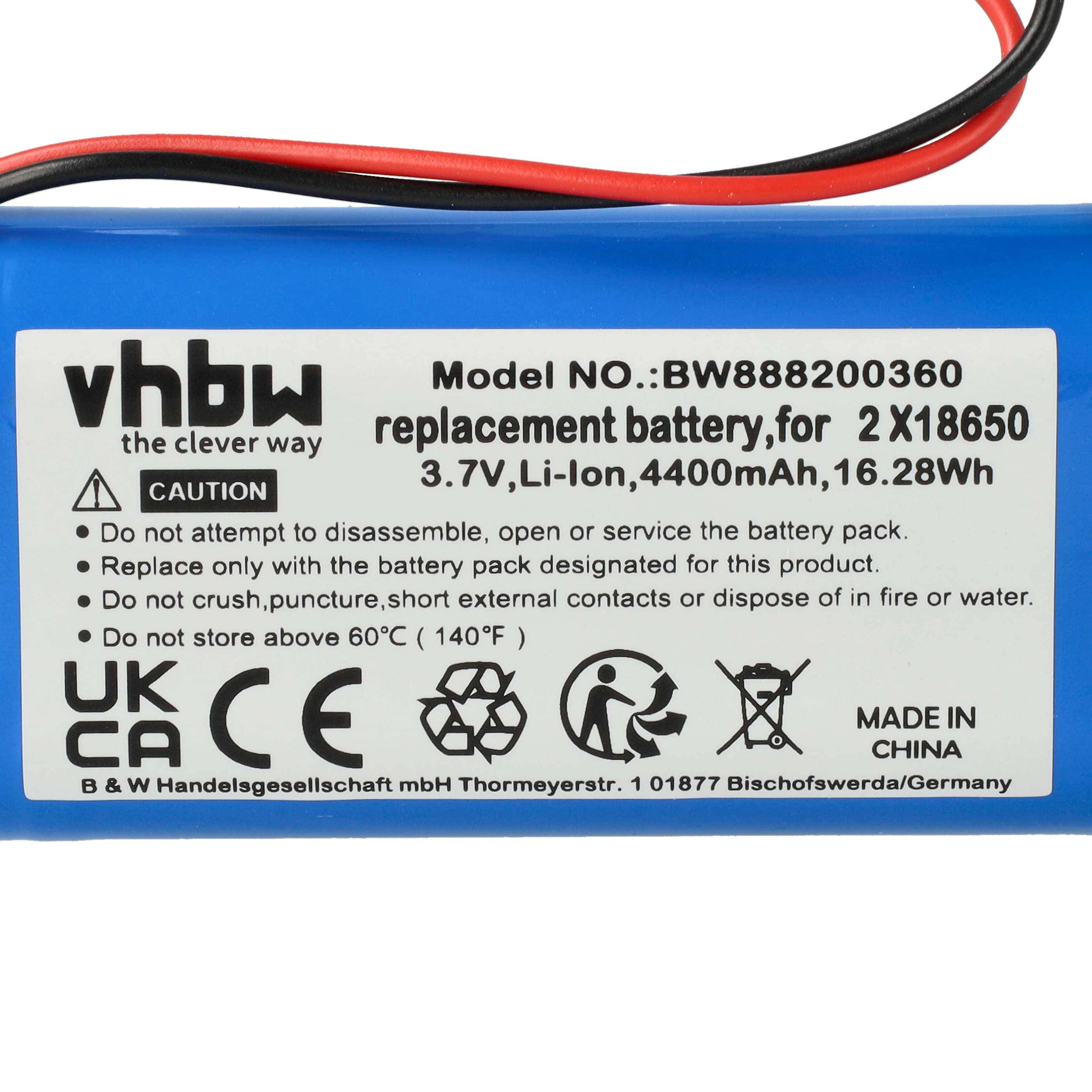 vhbw 10x Akku kompatibel mit Stilosa Tischlampe, Nachttischlampe (4400 mAh, 3,7 V, Li-Ion)